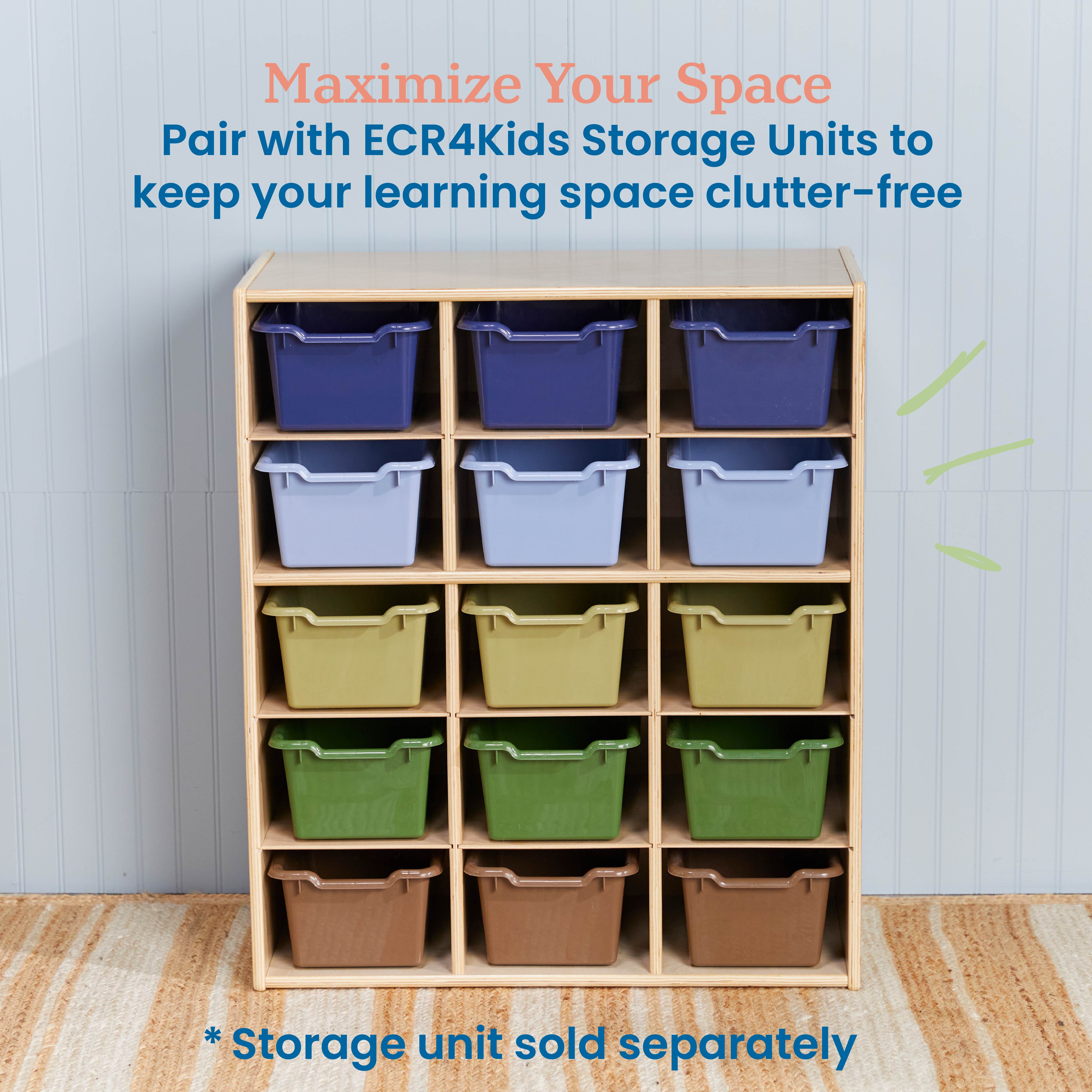 Scoop Front Plastic Storage Bins, 15-Piece