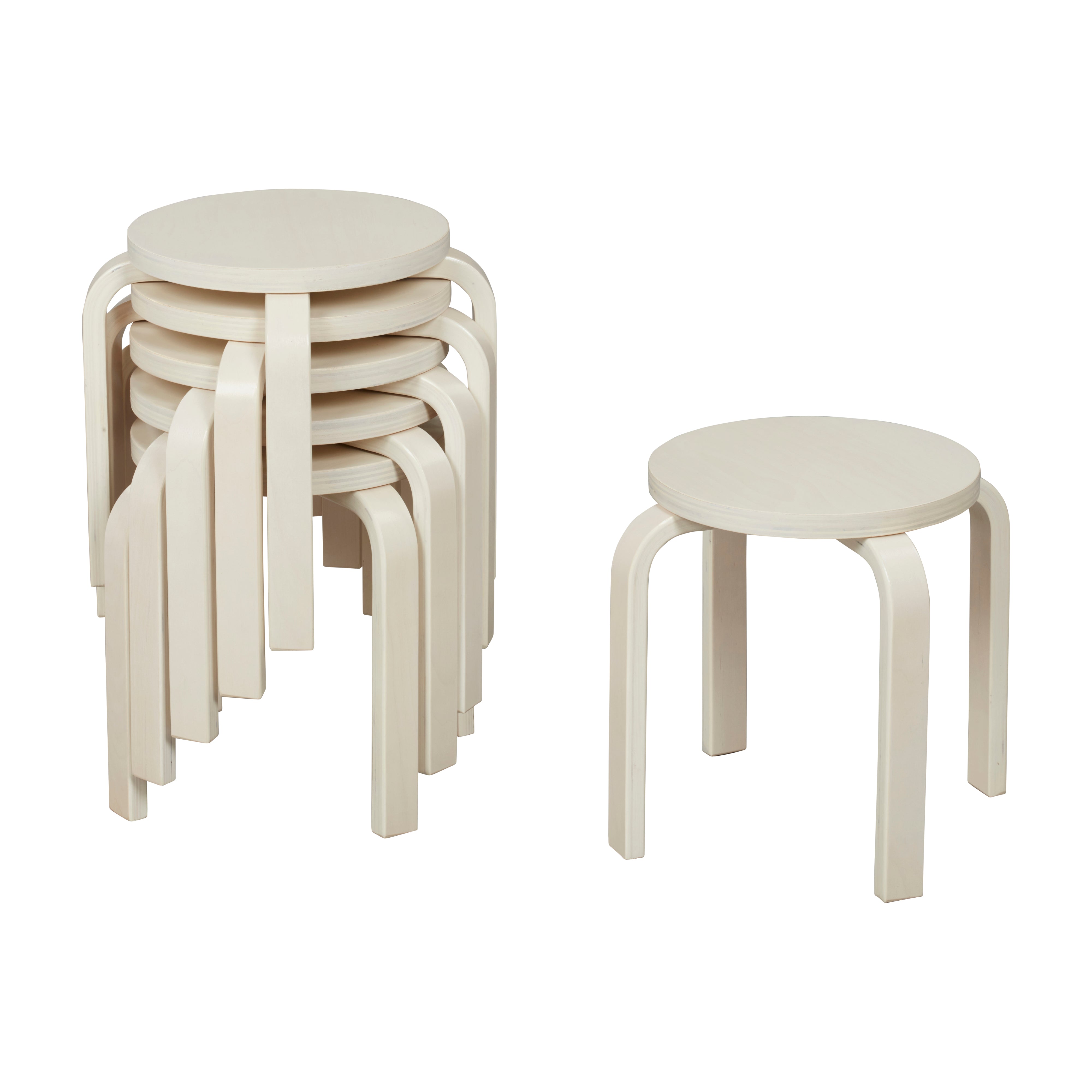 Bentwood Stackable Stools, 6-Piece