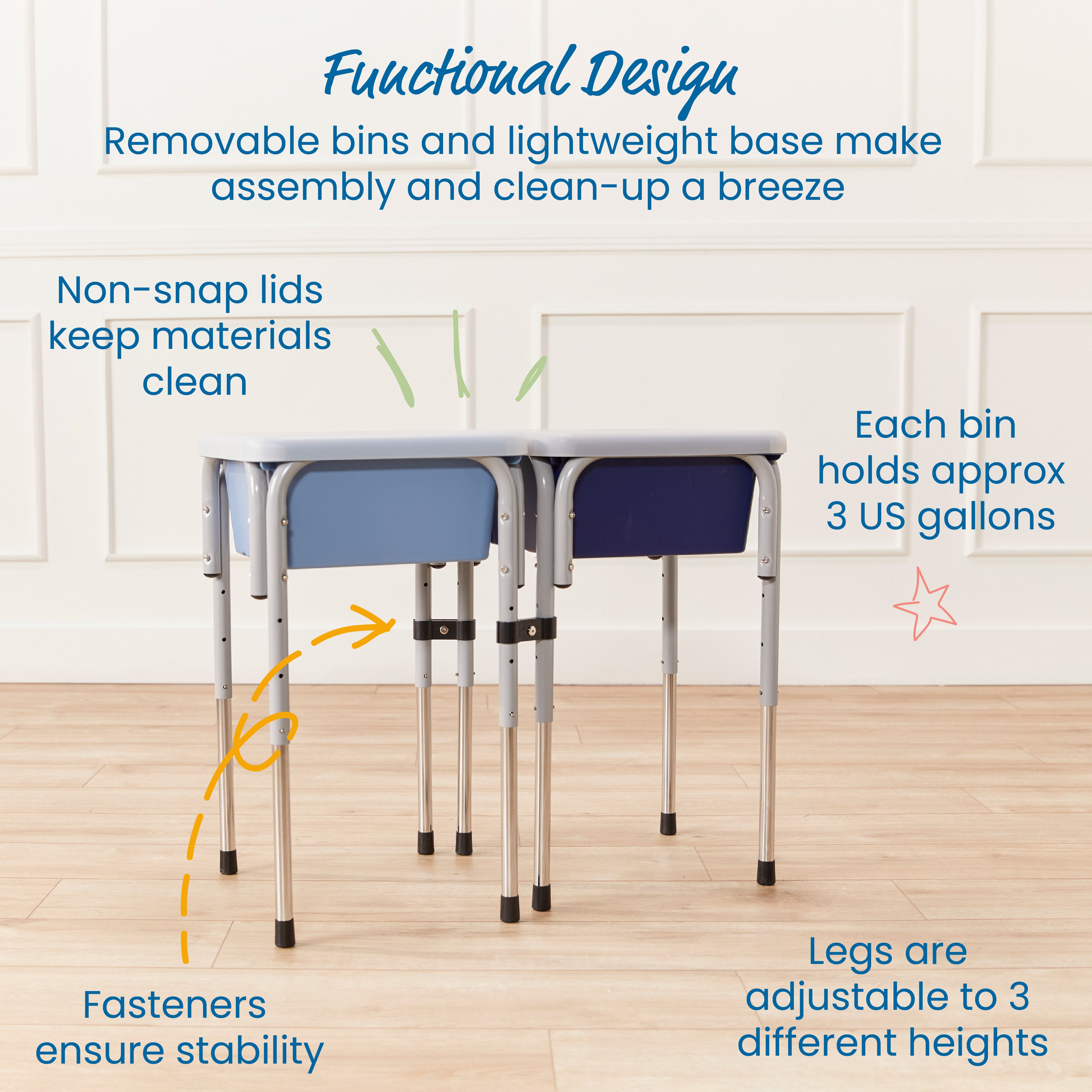 2-Station Sand and Water Adjustable Play Table, Sensory Bins
