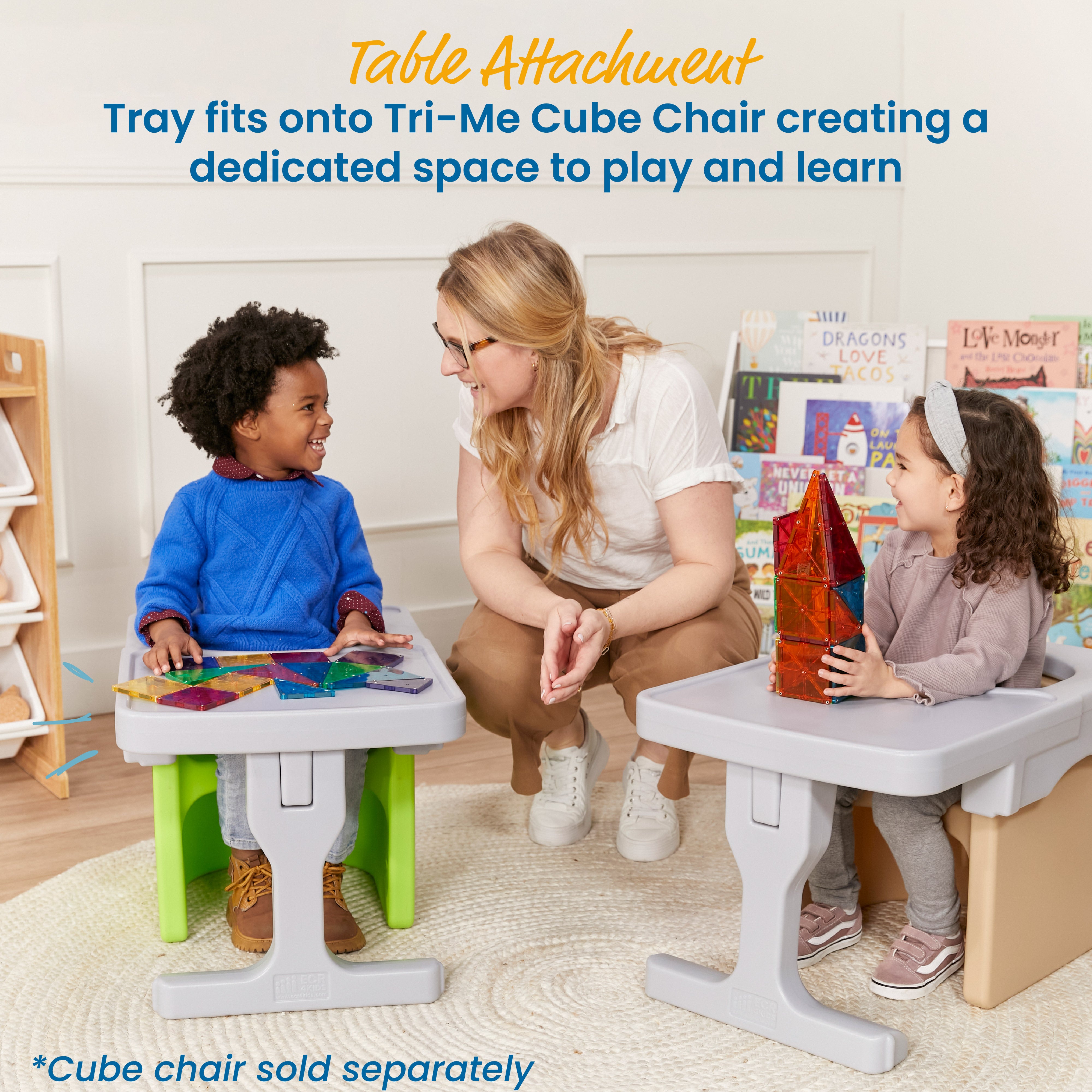 Tri-Me Cube Chair Desk, Kids Furniture, Light Grey