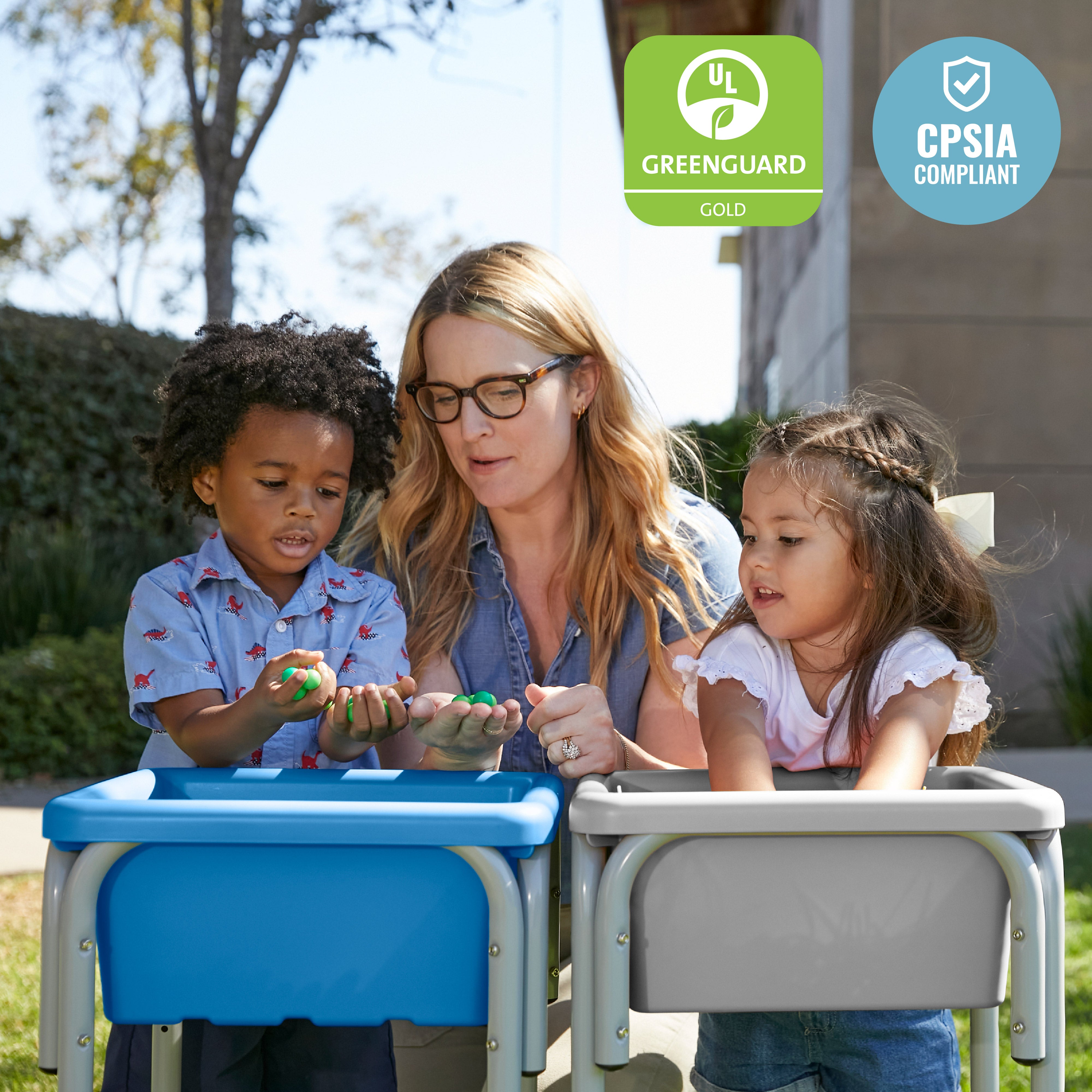 2-Station Sand and Water Adjustable Play Table, Sensory Bins