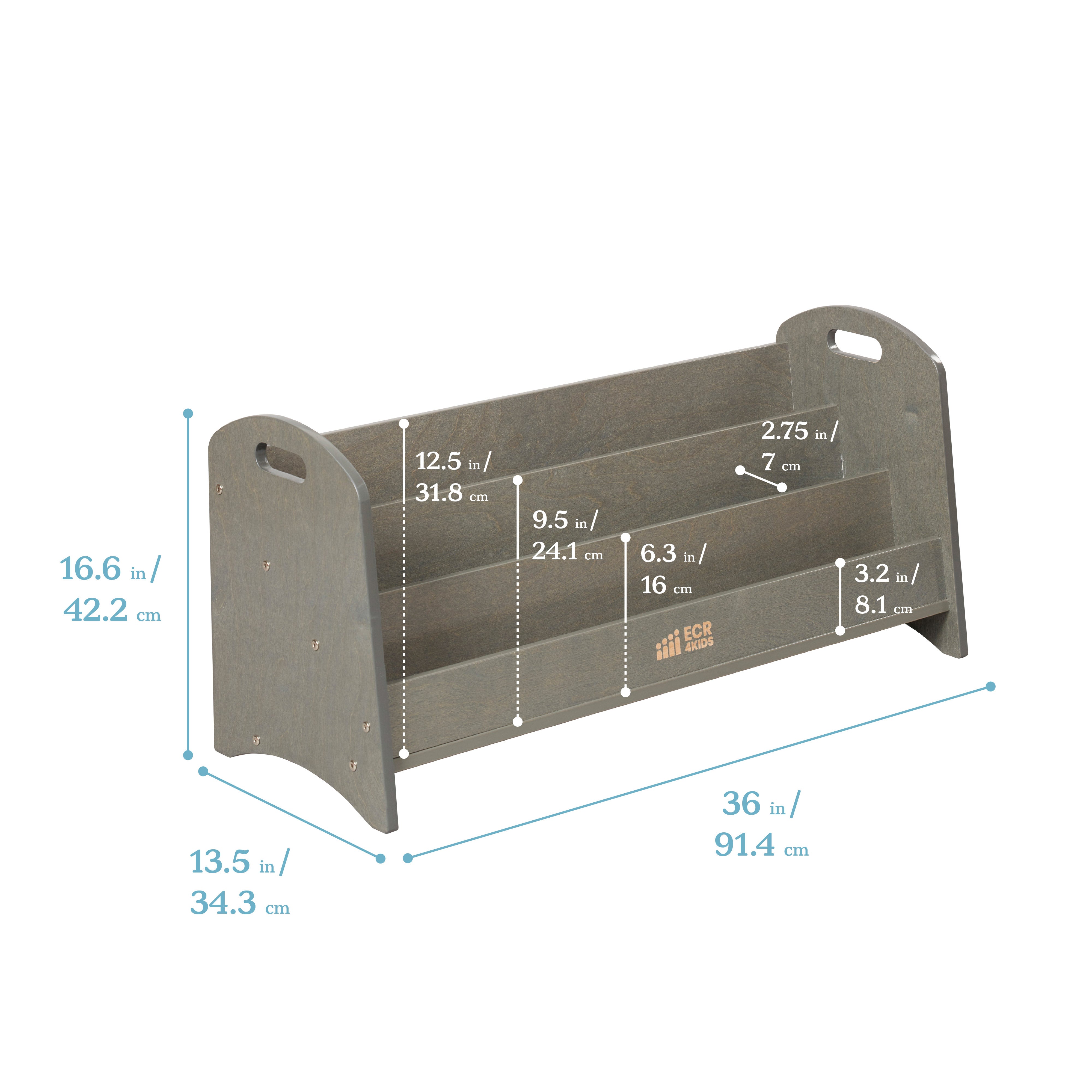 3-Shelf Floor Book Display with Handles