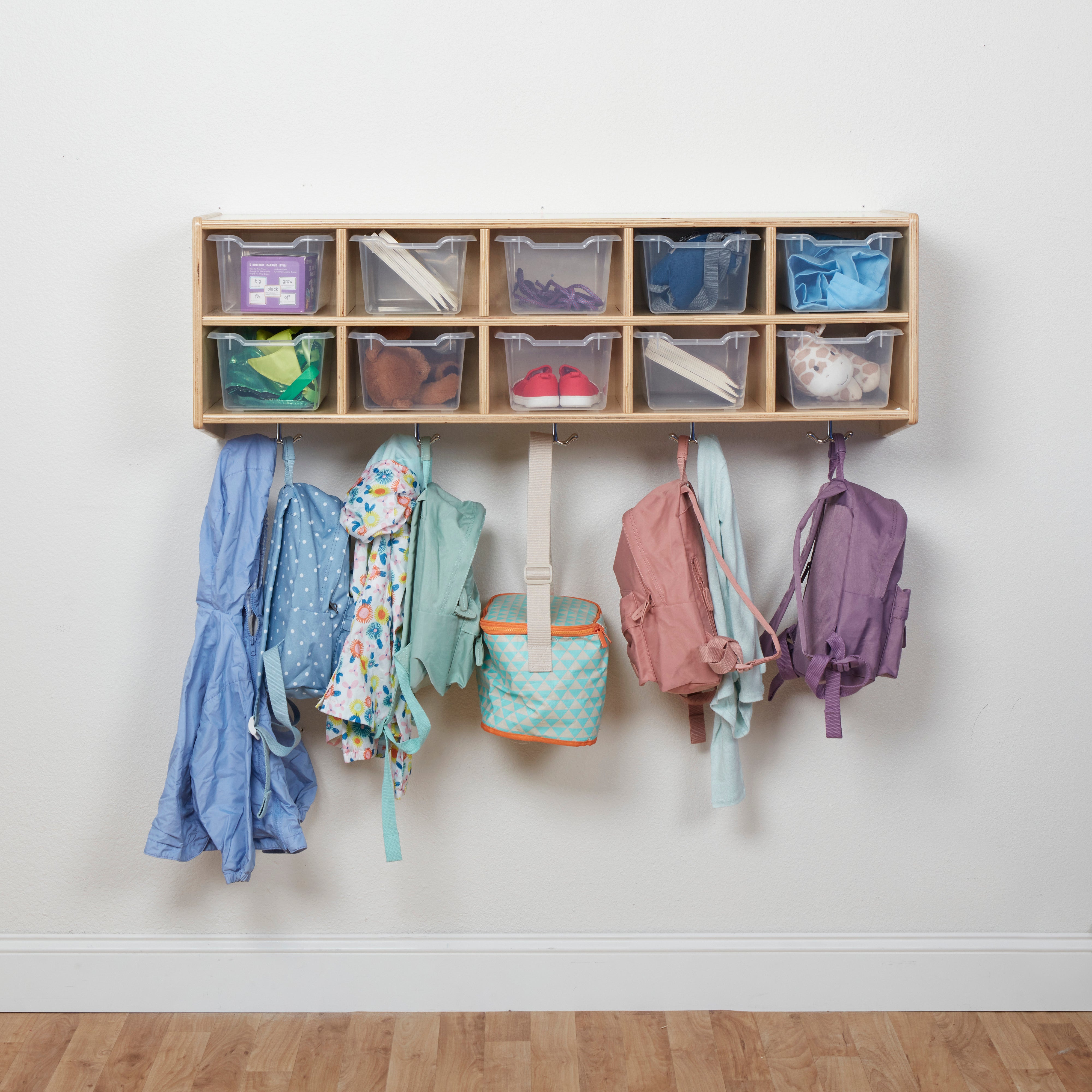 Streamline 10-Section Hanging Coat Locker with Scoop Front Storage Bins