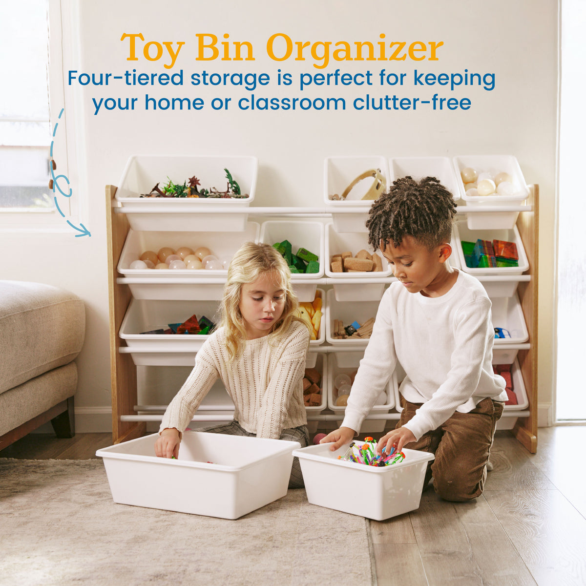 4-Tier Organizer with 20 Removable Plastic Bins, 4x5