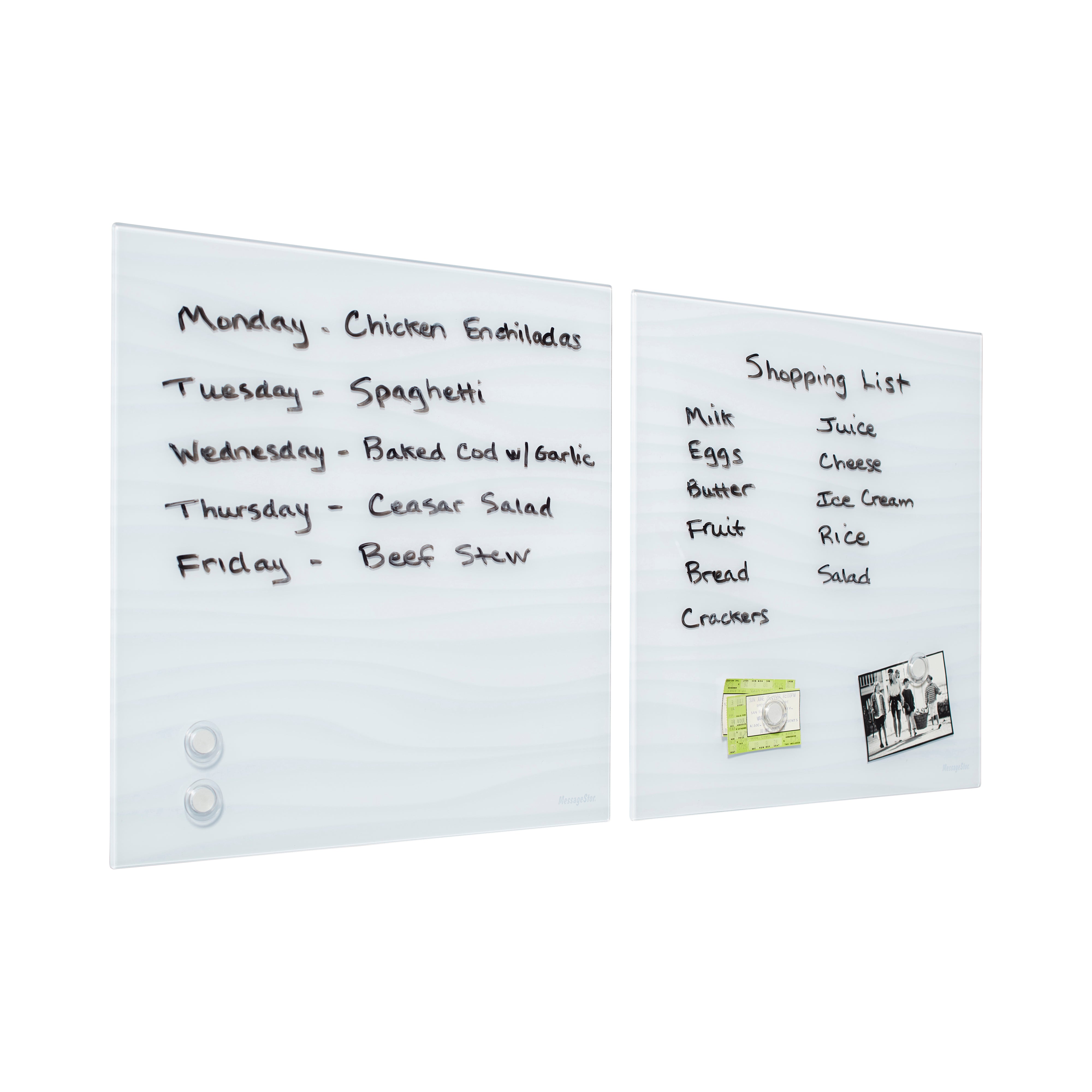 MessageStor Magnetic Dry-Erase Glass Board with Magnets, 17.5in x 17.5in, 2-Pack