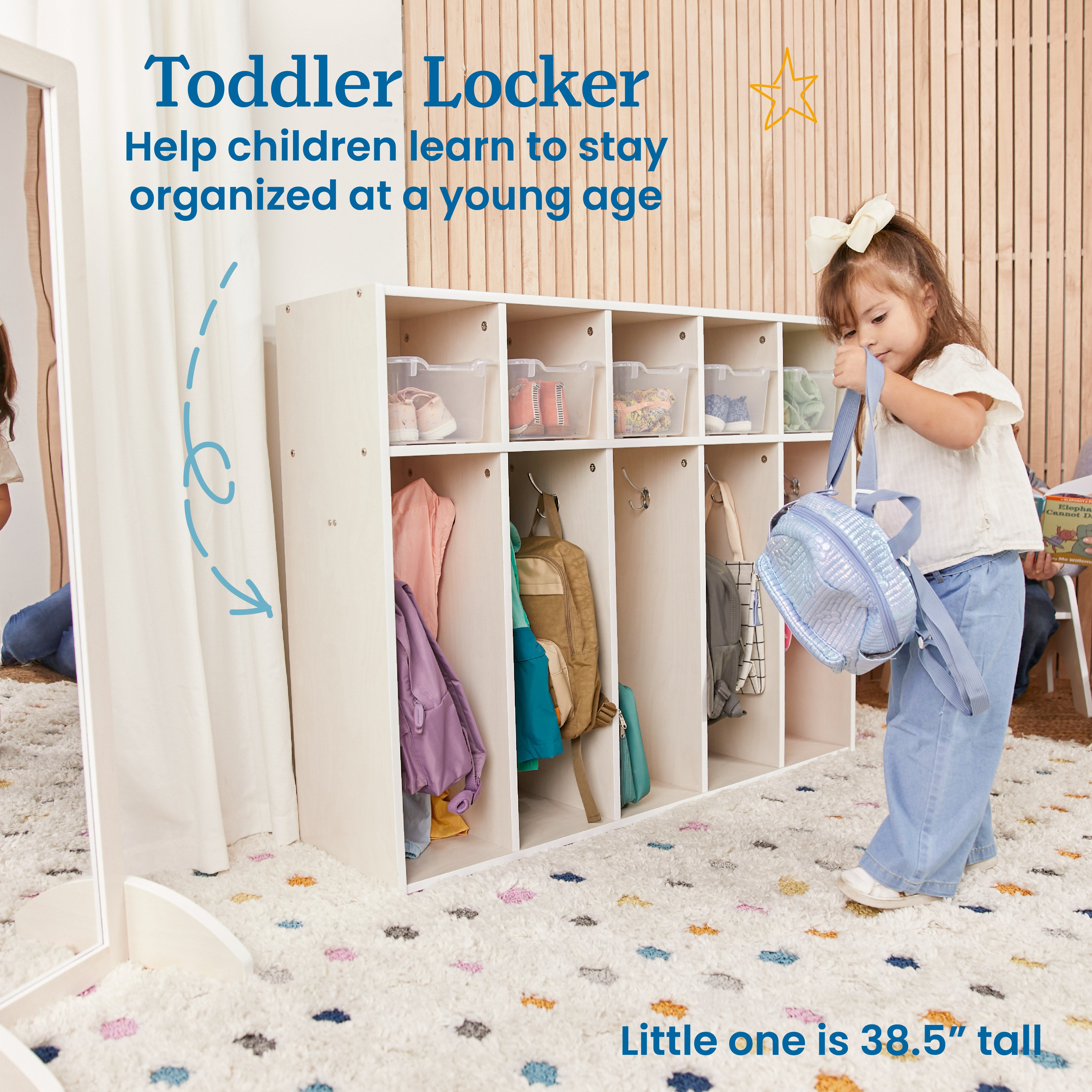 Streamline 5-Section Toddler Coat Locker with 5 Scoop Front Bins