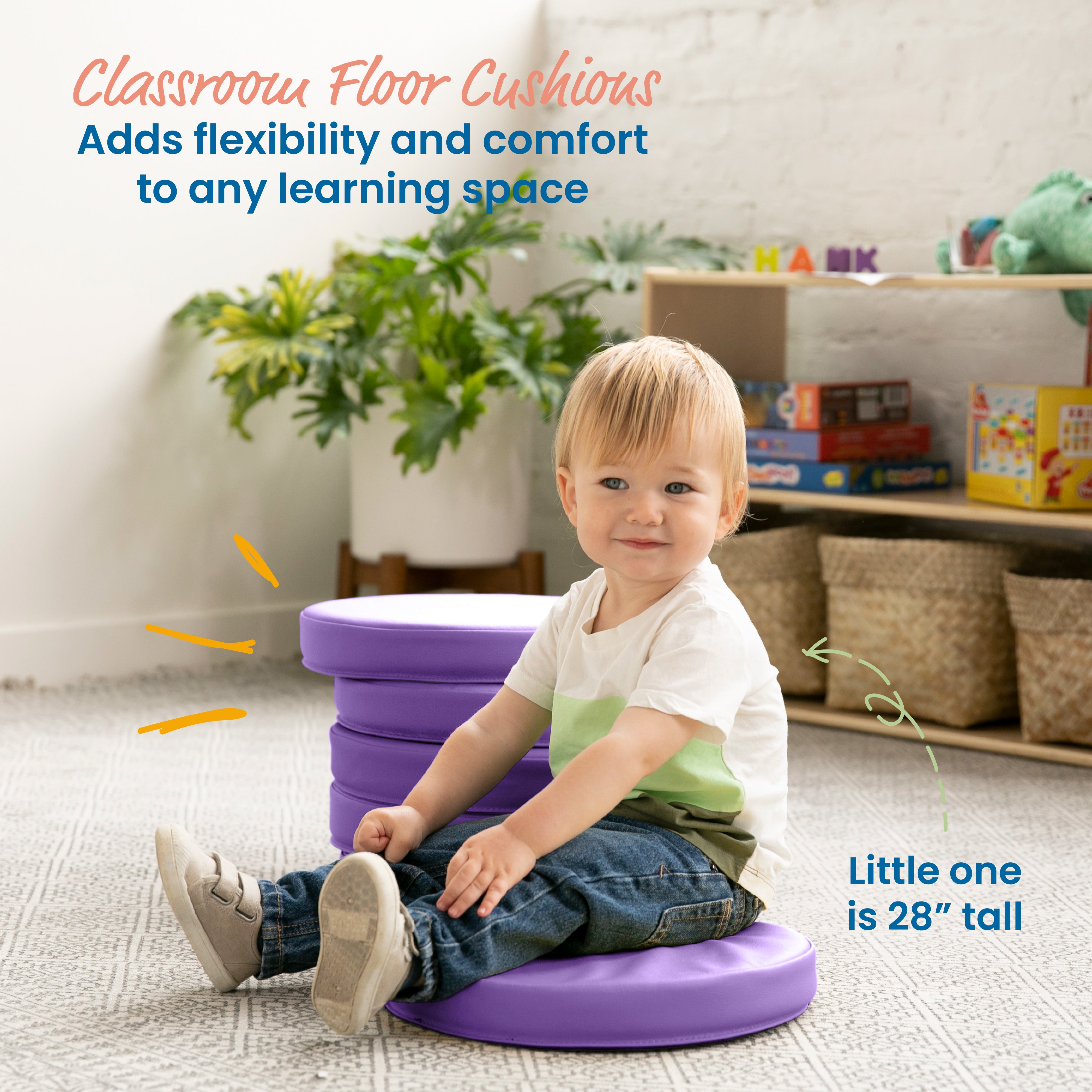 Floor Cushions, Round, 6-Piece