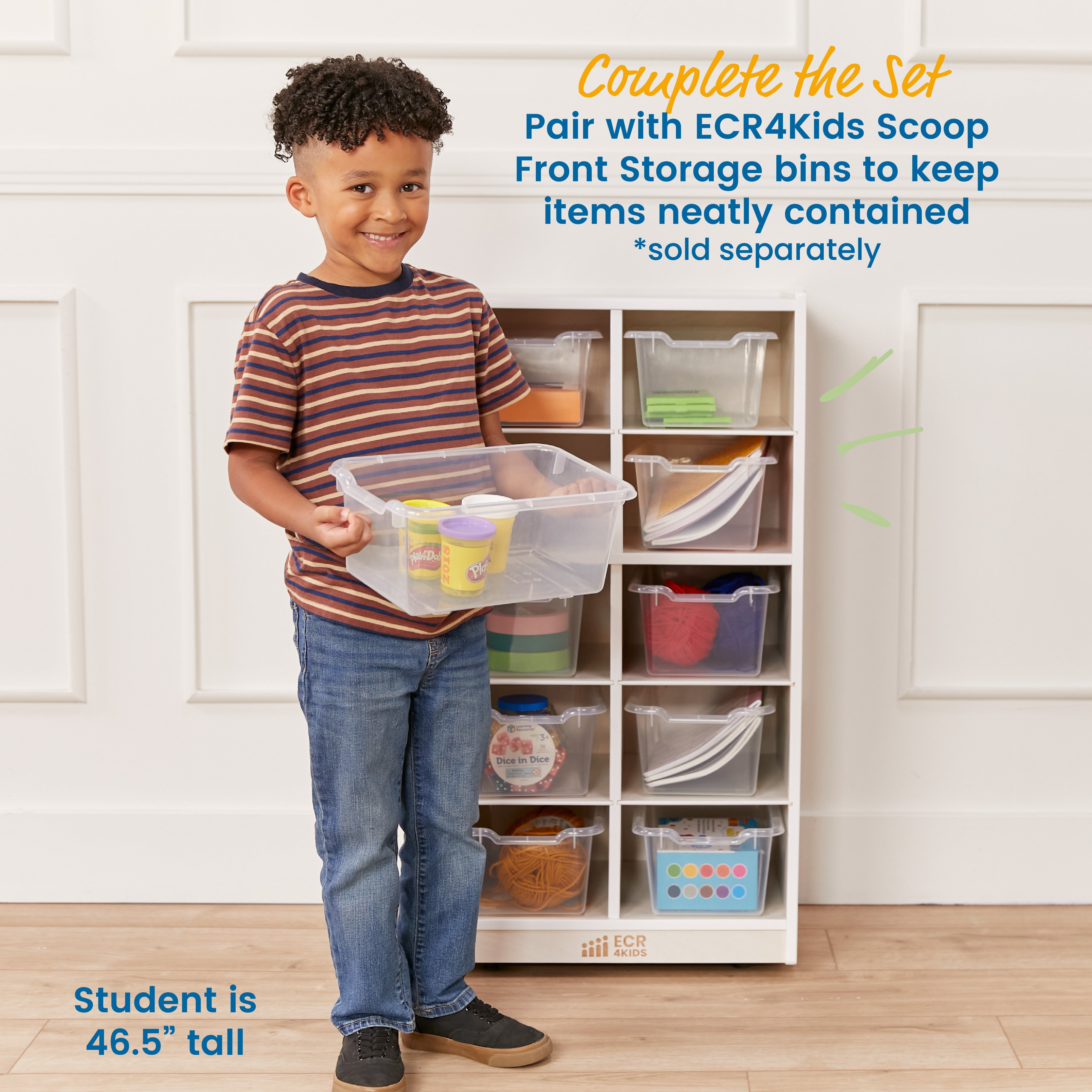 10 Cubby Mobile Tray Storage Cabinet, 5x2