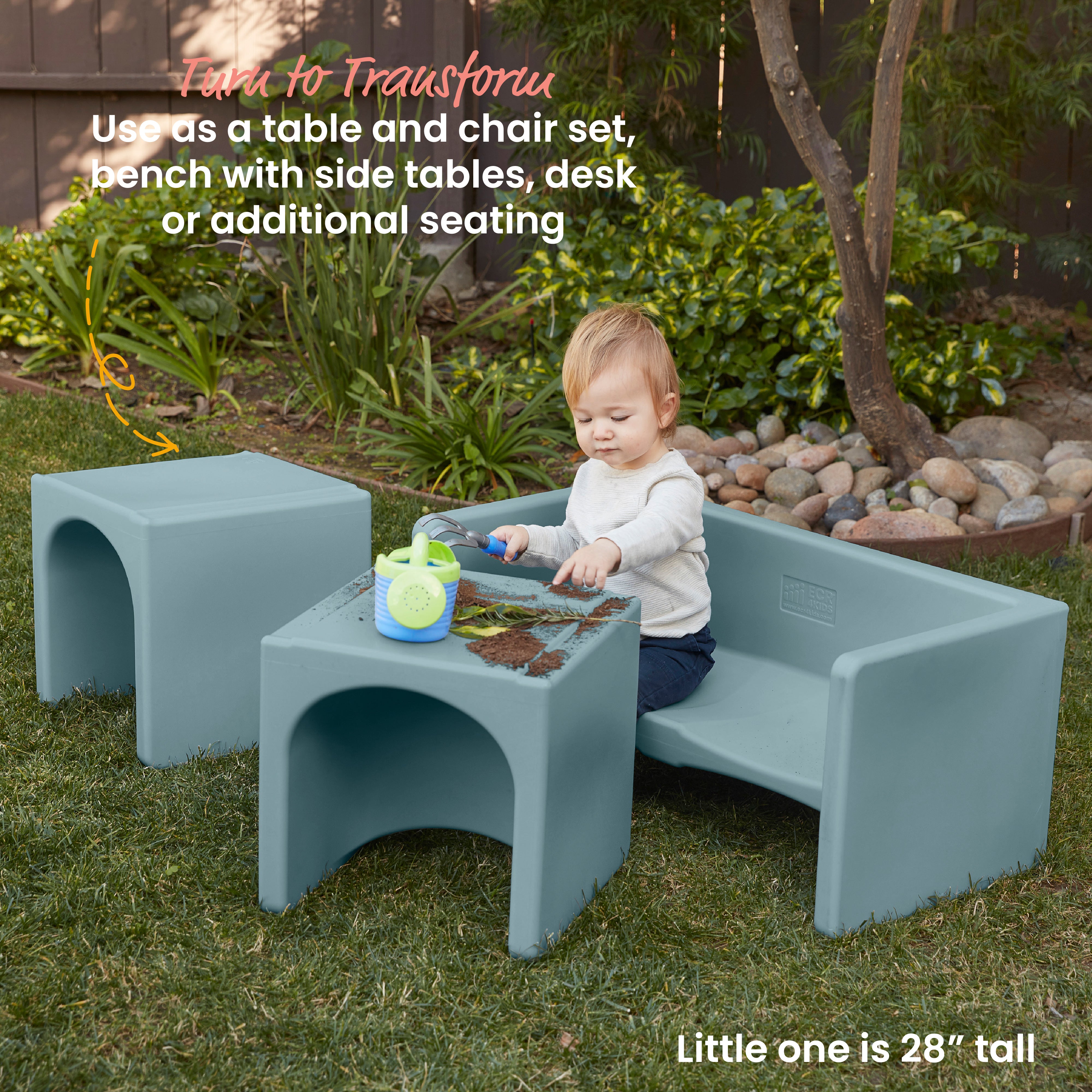 Tri-Me Table and Cube Chair Set, 3-Piece