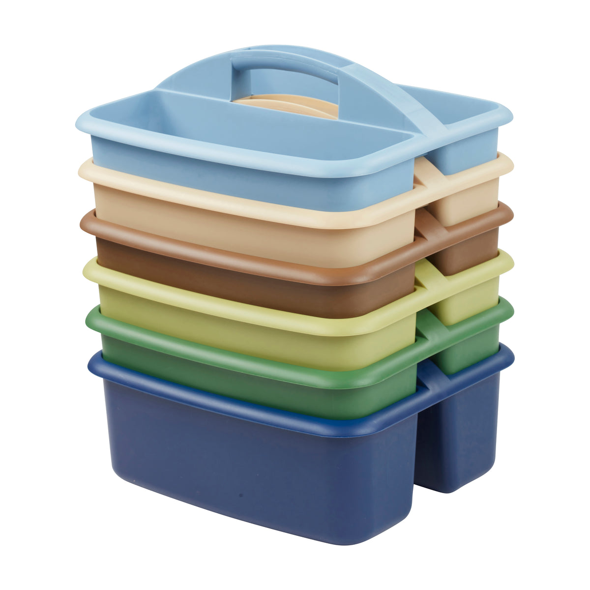 2-Compartment Large Plastic Caddy, 6-Pack