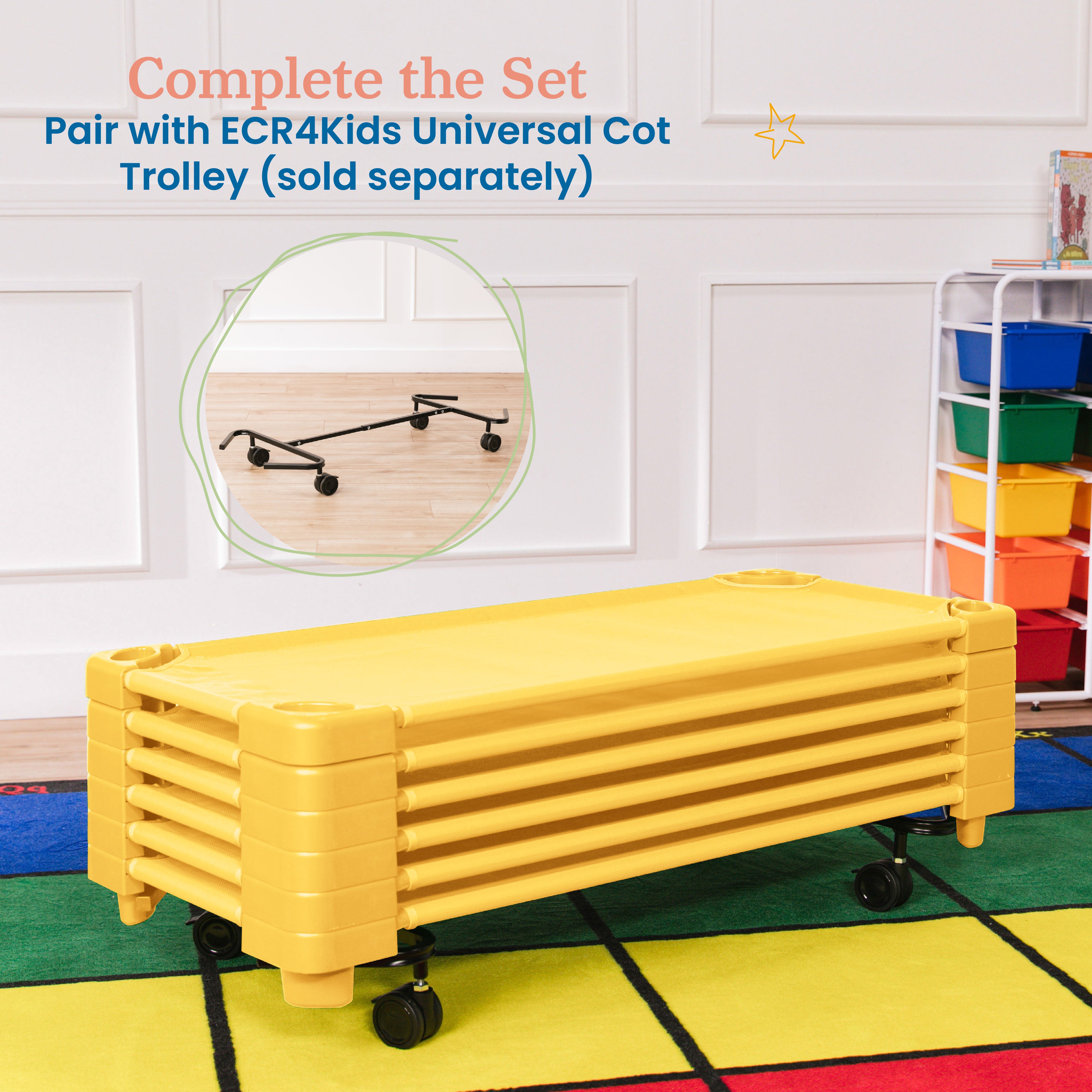 Stackable Kiddie Cot, Ready-to-Assemble, Standard Size, 6-Pack