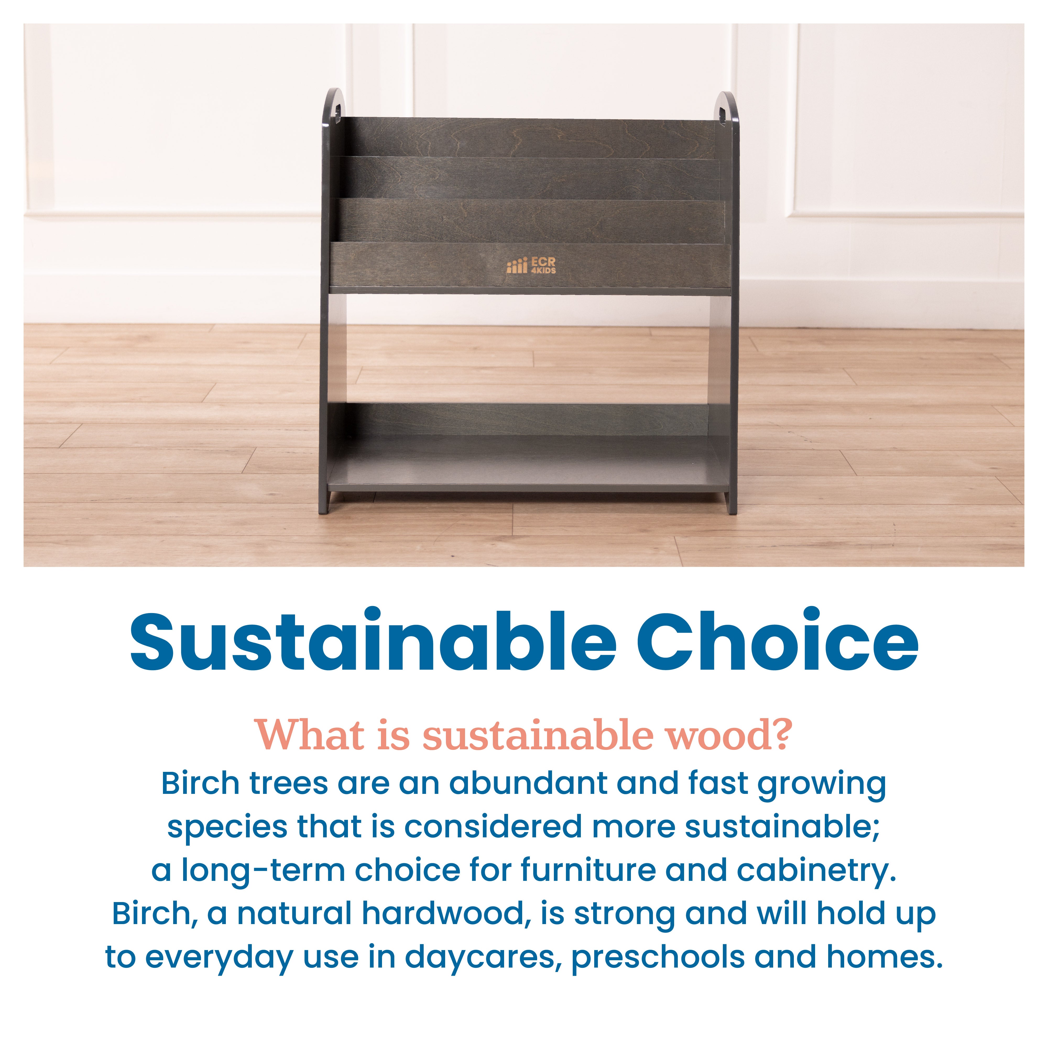 3-Shelf Floor Book Display with Handles and Storage, 30in