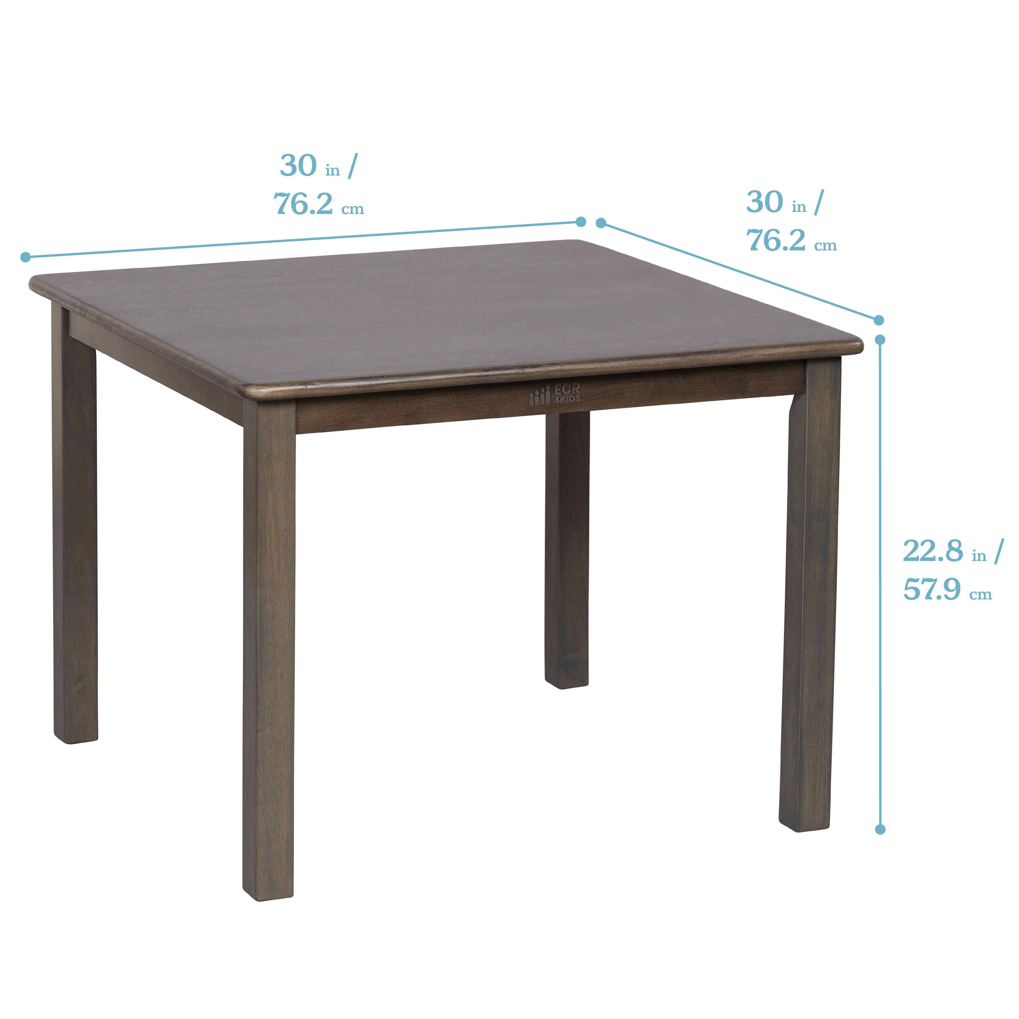 30in Square Hardwood Table with 22in Legs