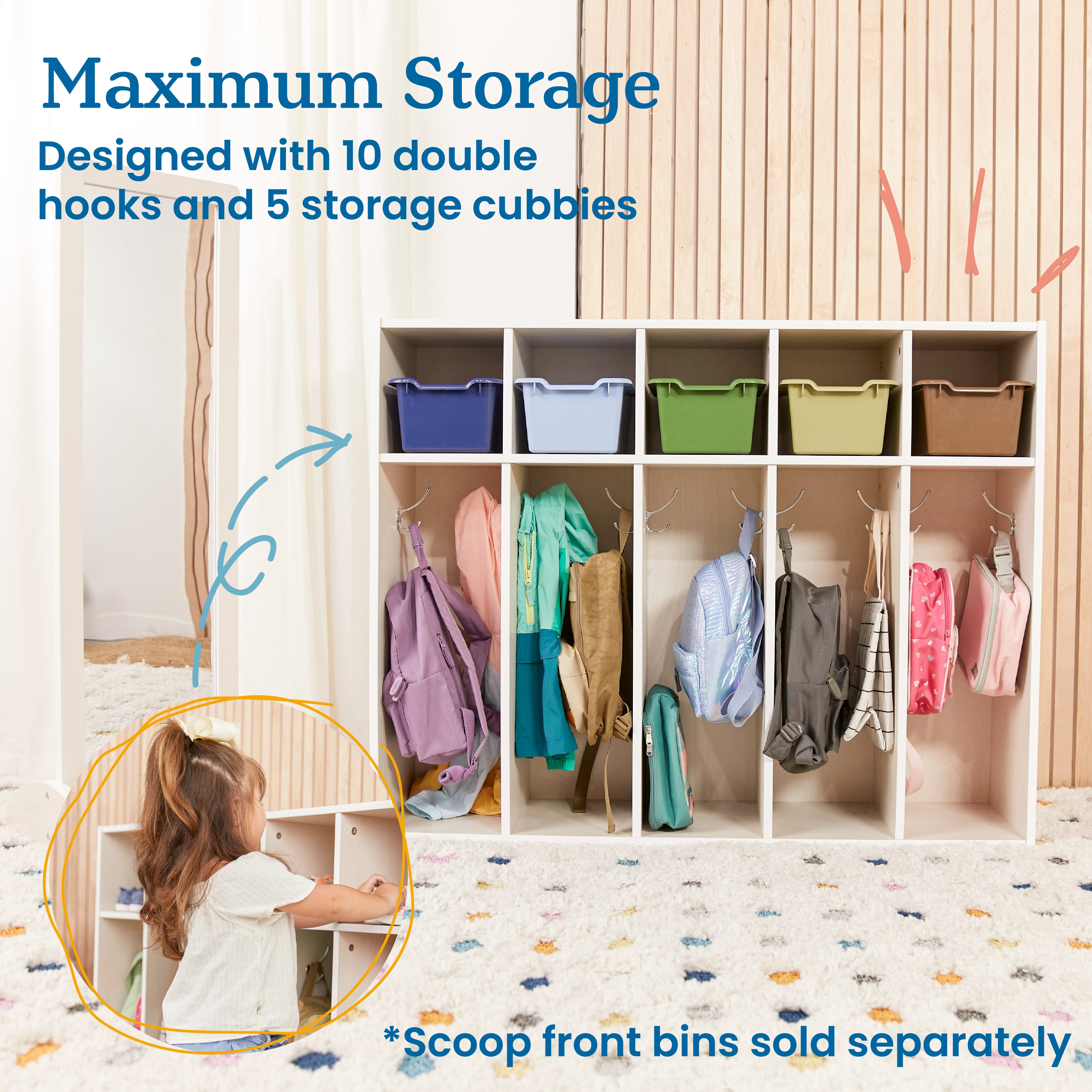 Streamline 5-Section Toddler Coat Locker