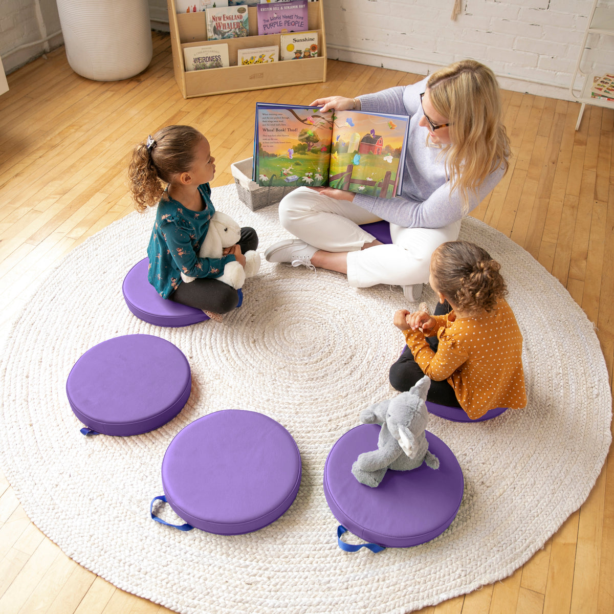 Round Floor Cushions with Handles, 6-Piece