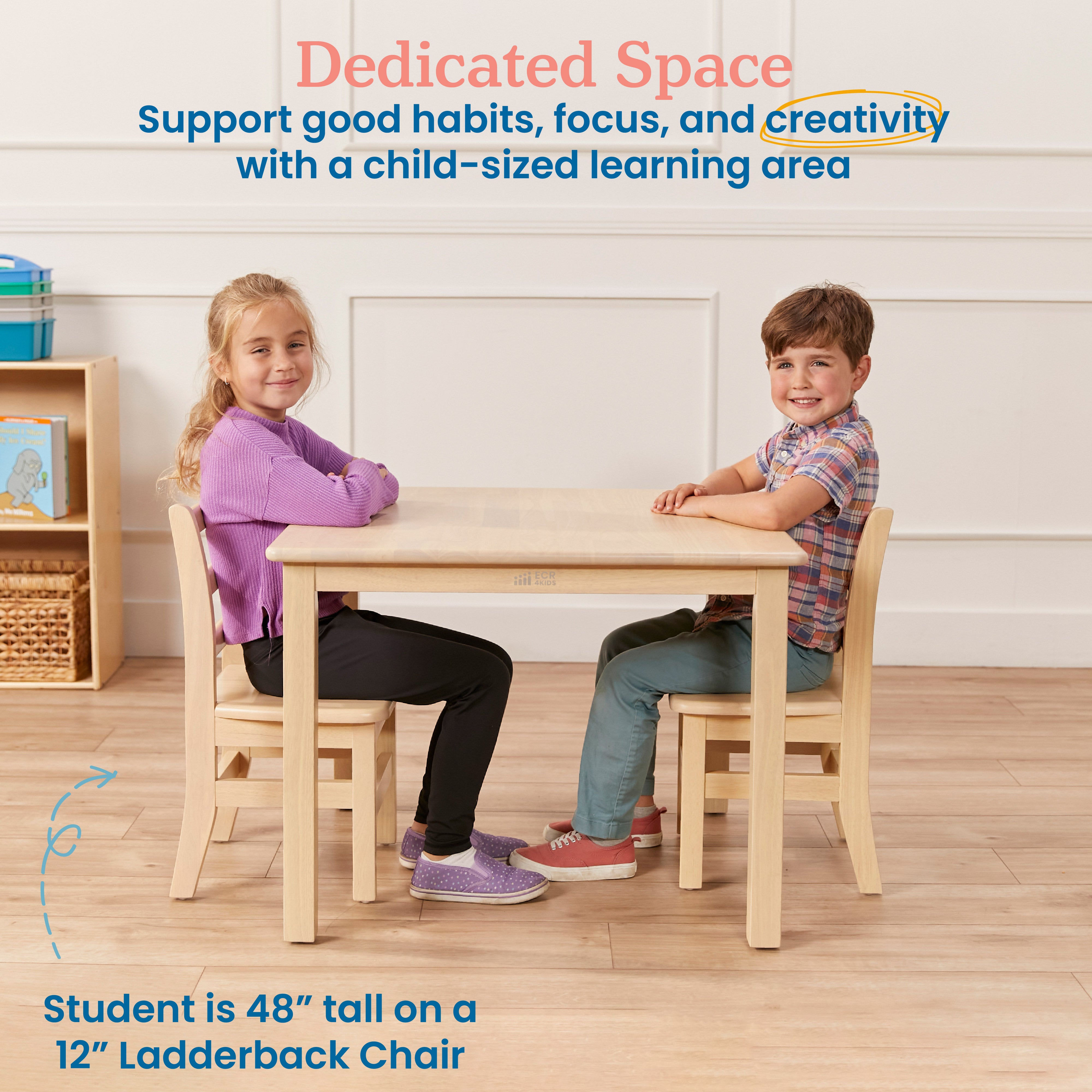 30in Square Hardwood Table with 22in Legs