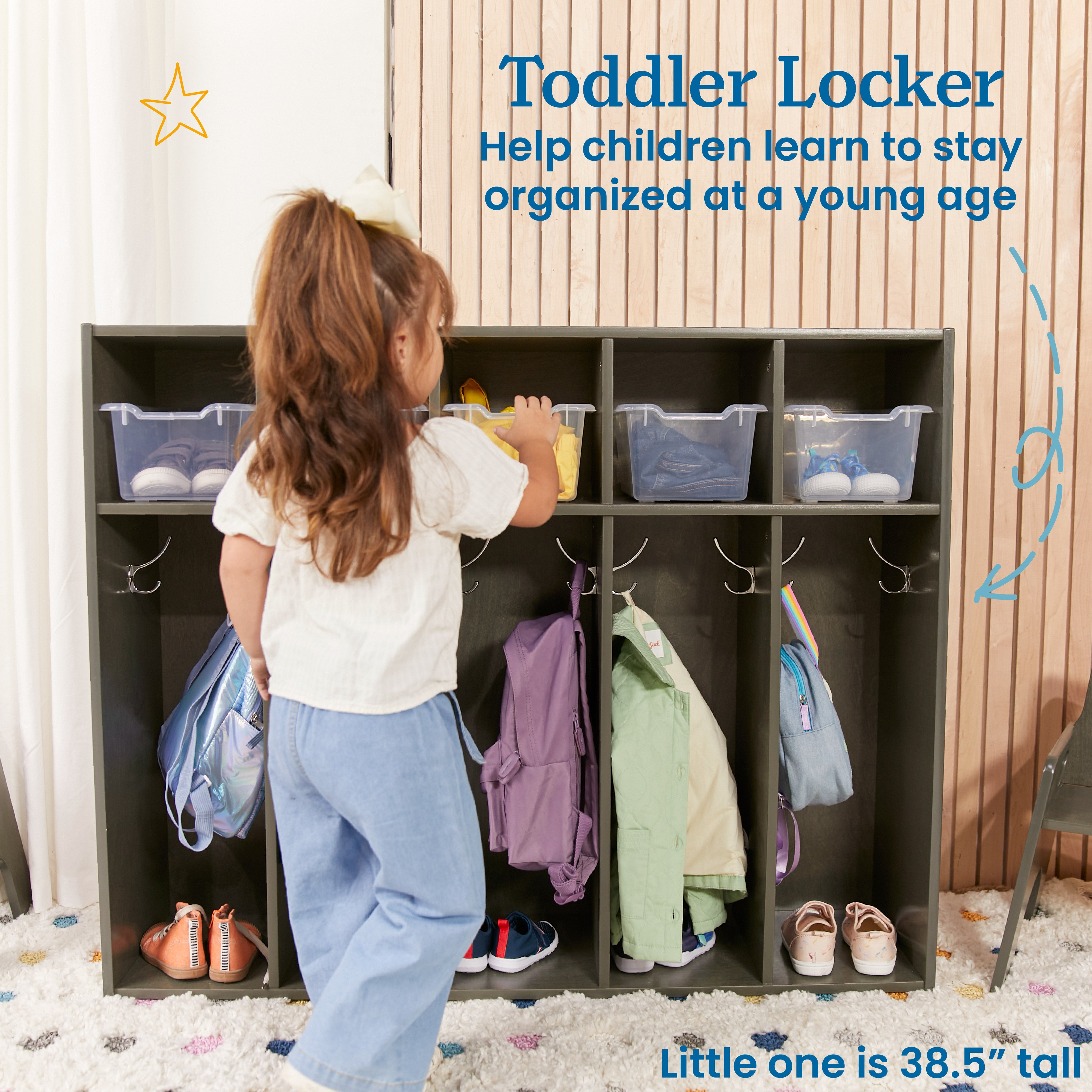 Streamline 5-Section Toddler Coat Locker with 5 Scoop Front Bins