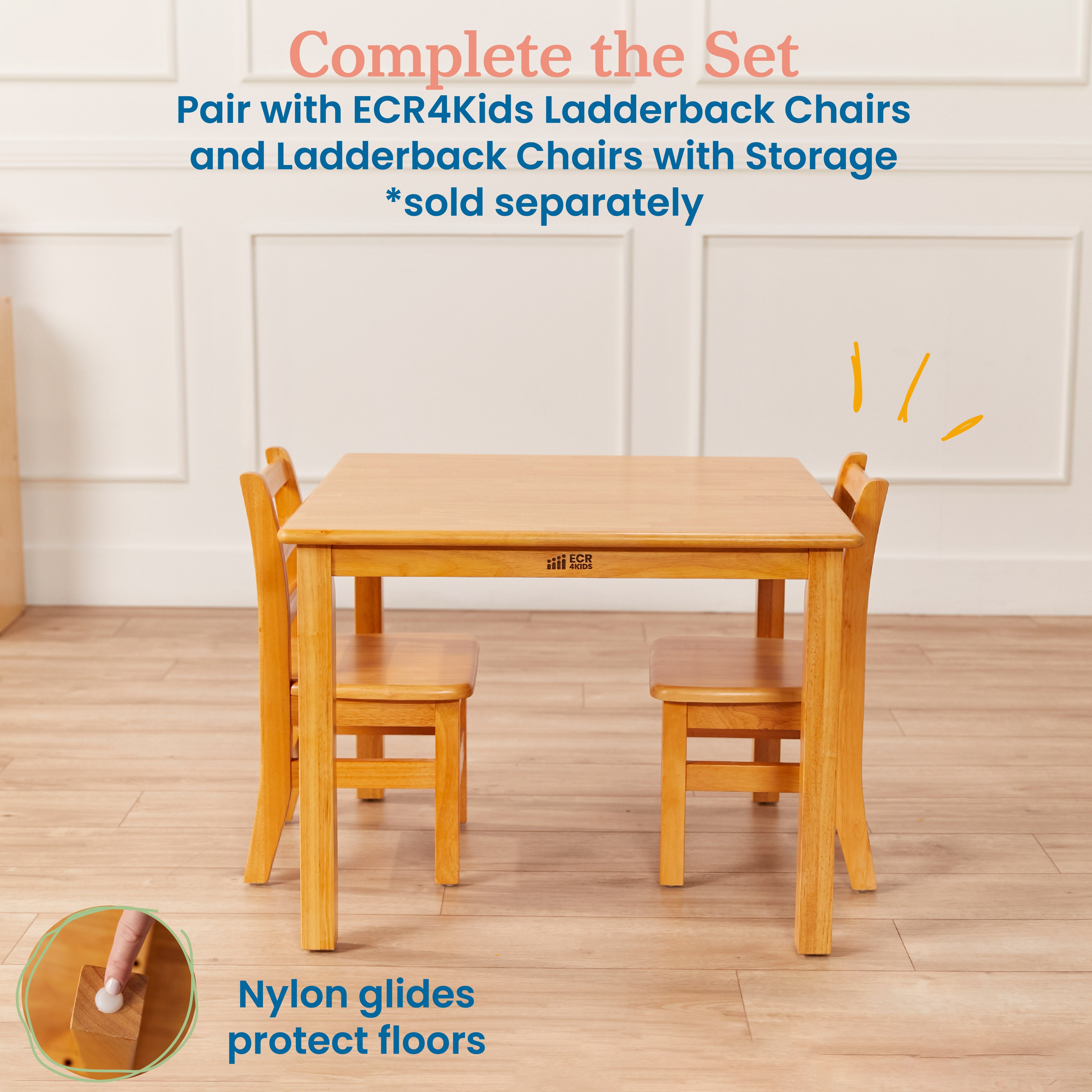 30in Square Hardwood Table with 22in Legs