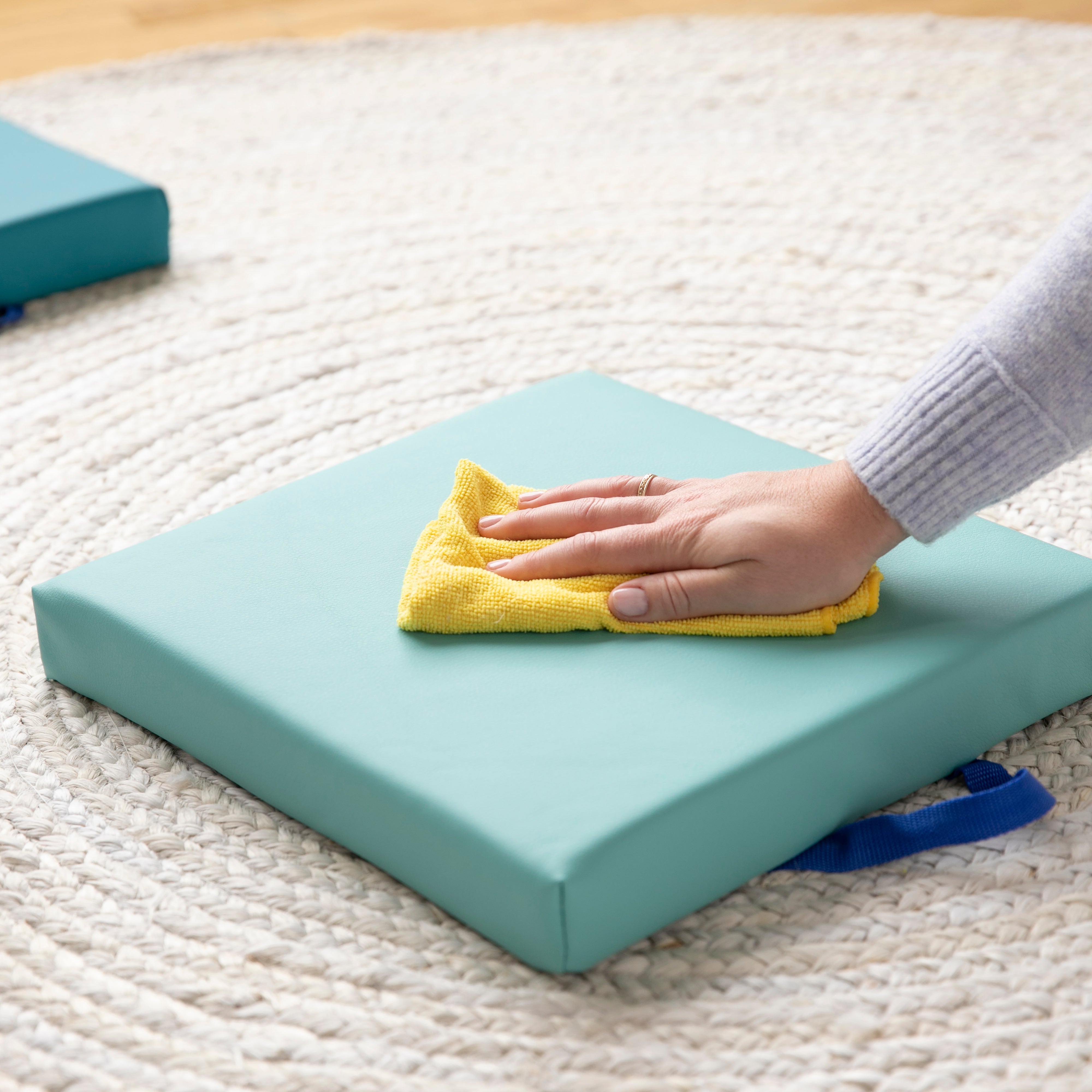 Square Floor Cushions and Mobile Cart, 12-Piece
