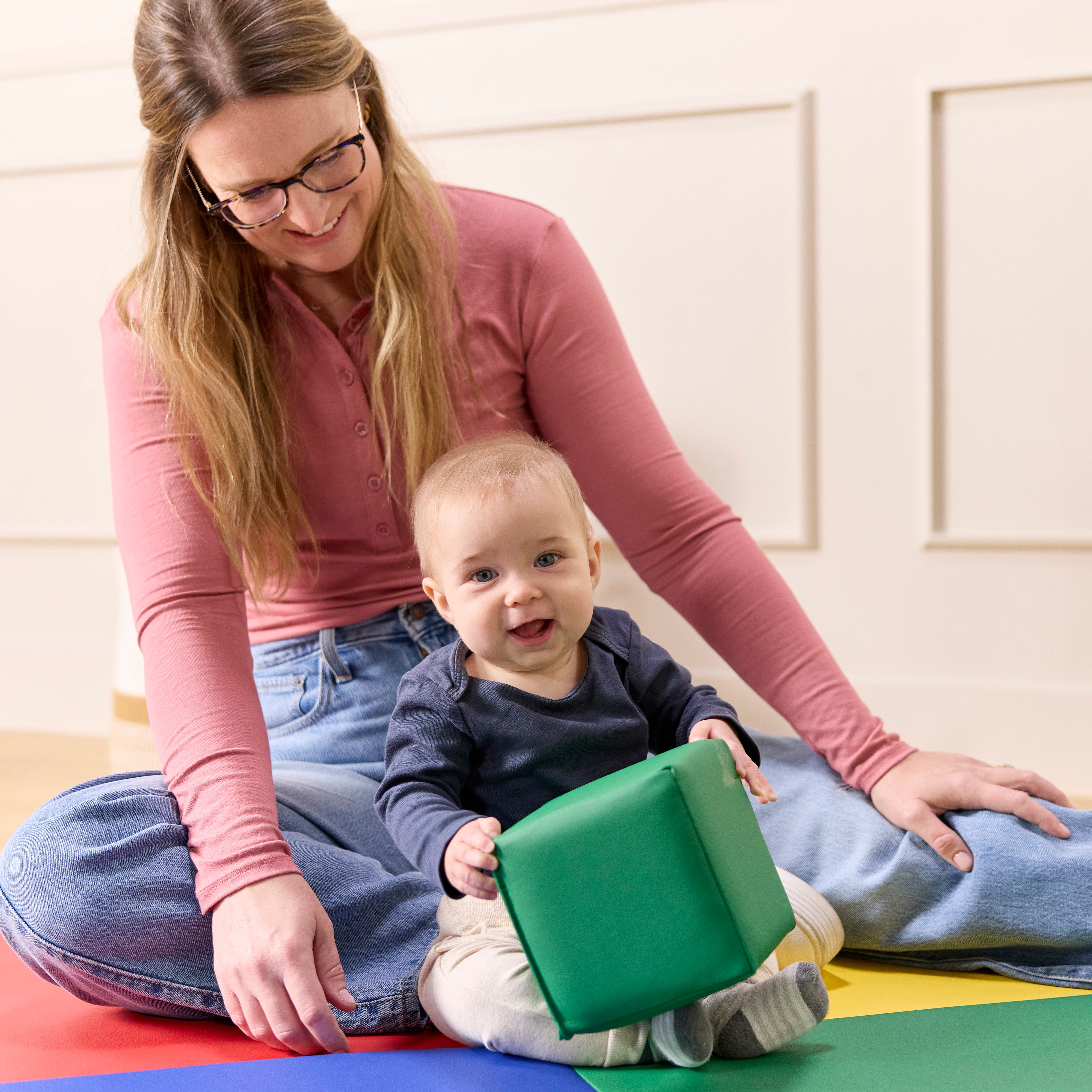 Quad Fold-N-Go Activity Mat and Patchwork Toddler Blocks, 13-Piece