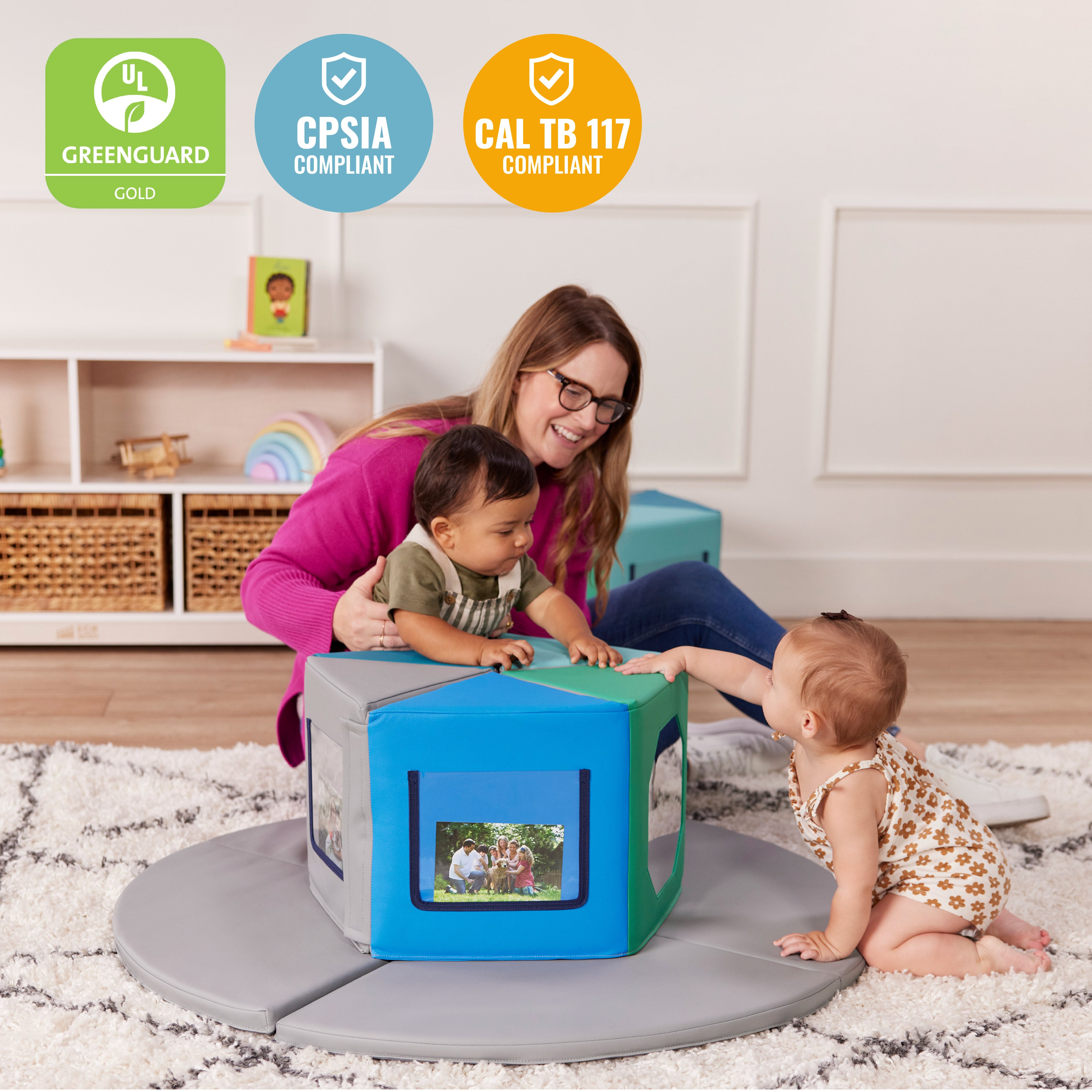 Infant Sensory Exploration Package with Coordination Mirror, Activity Center and Storage Cabinet