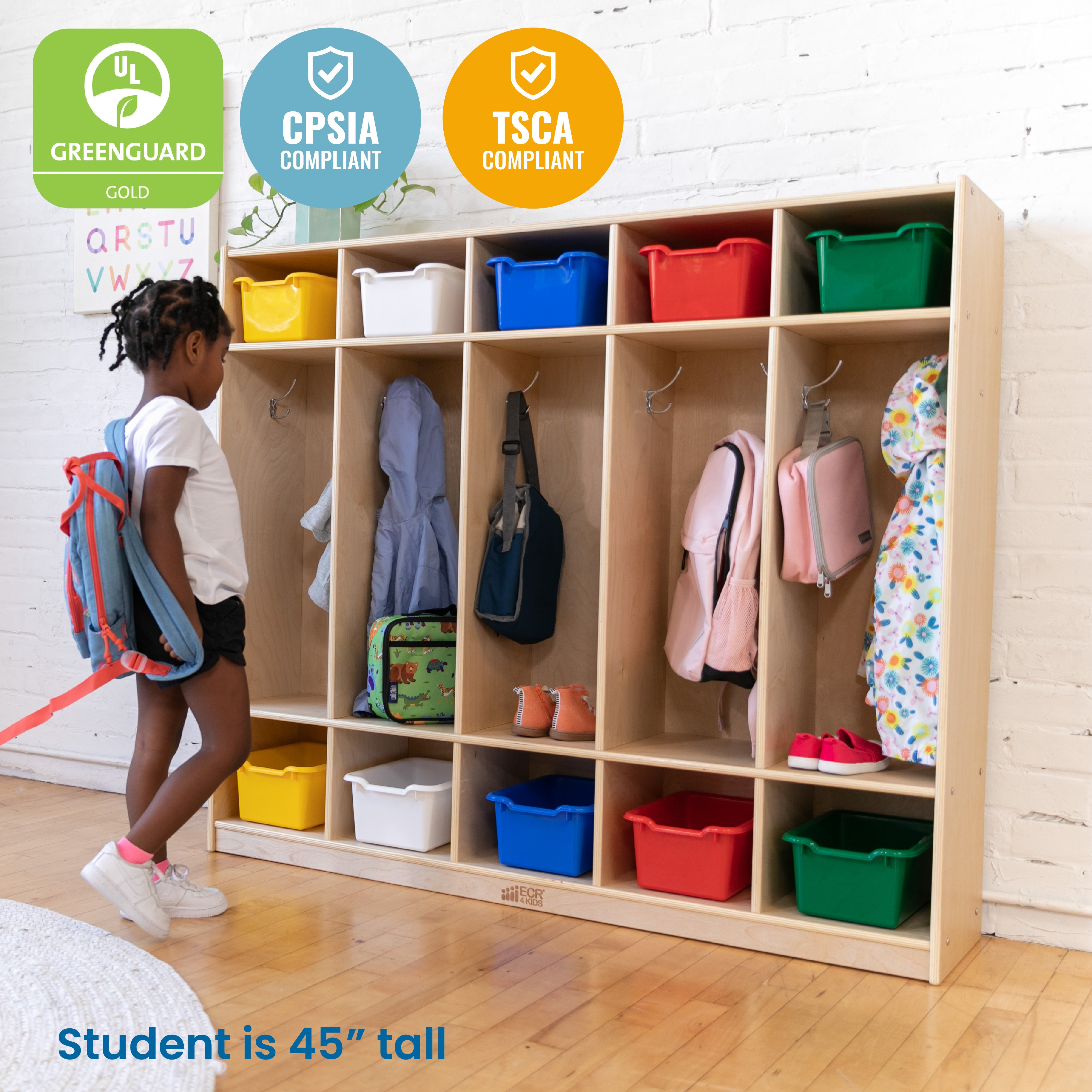 5-Section Coat Locker with Cubby Storage Compartments