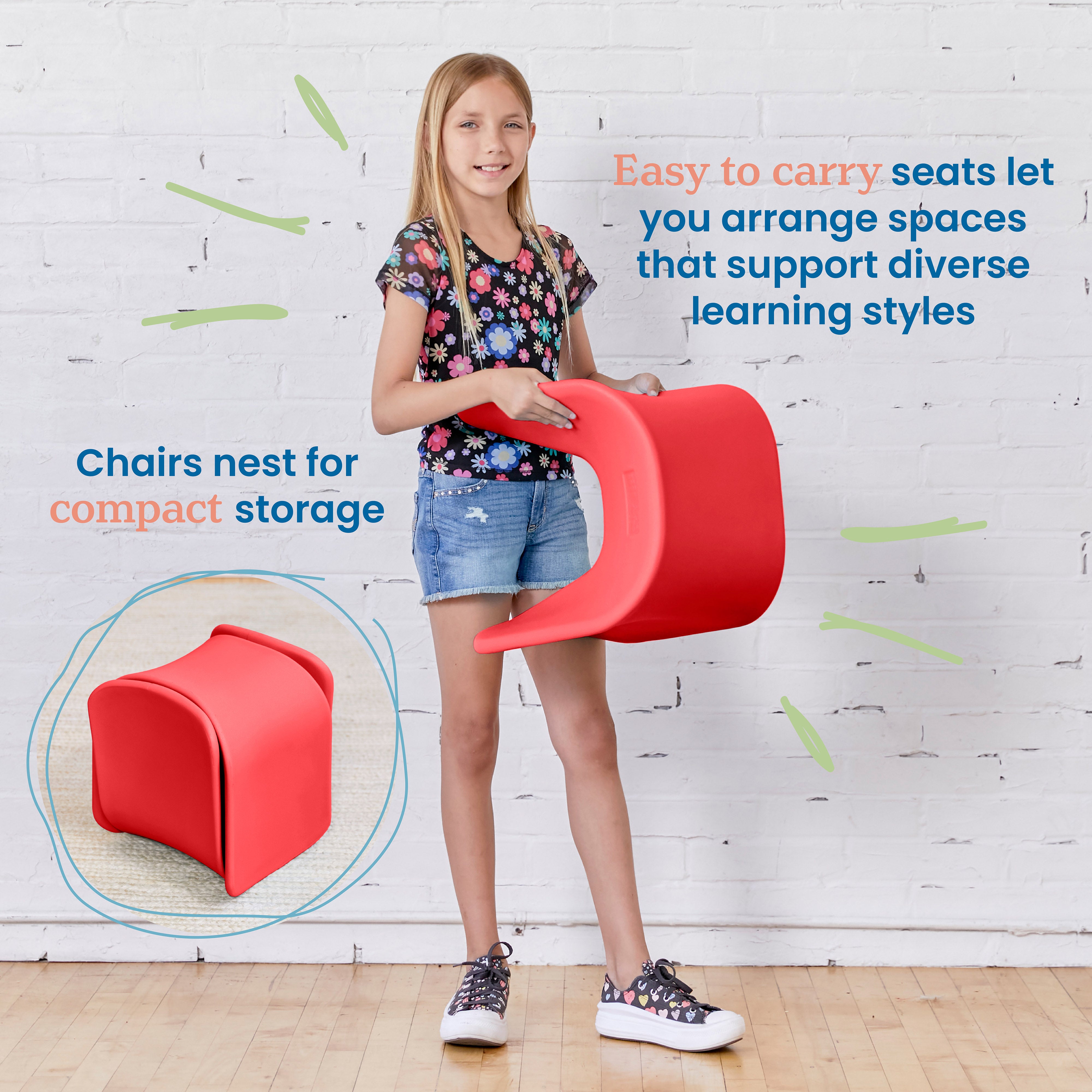 Wave Seat, 14in - 15.1in Seat Height, 2-Pack