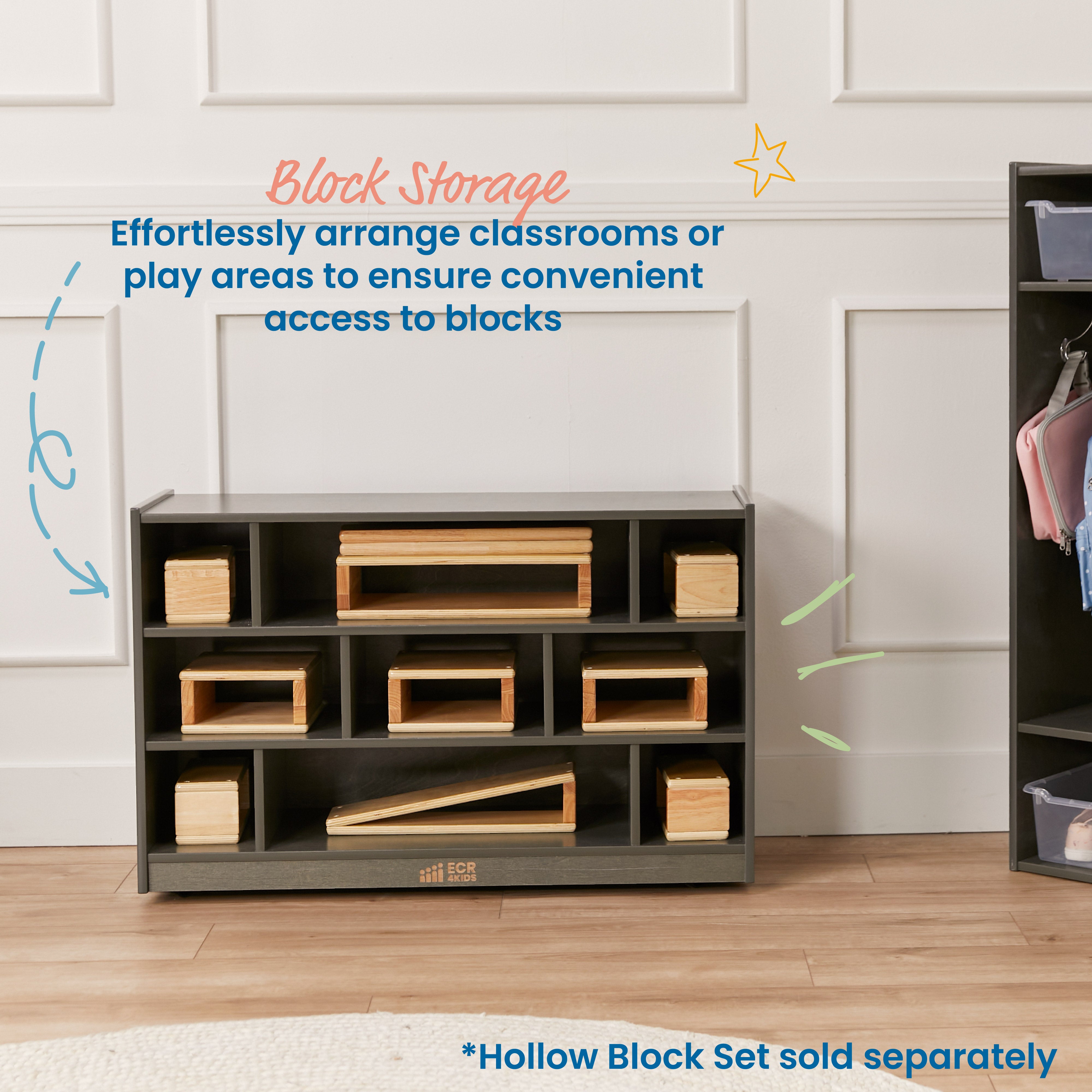 Mobile Block Storage Cart, Medium