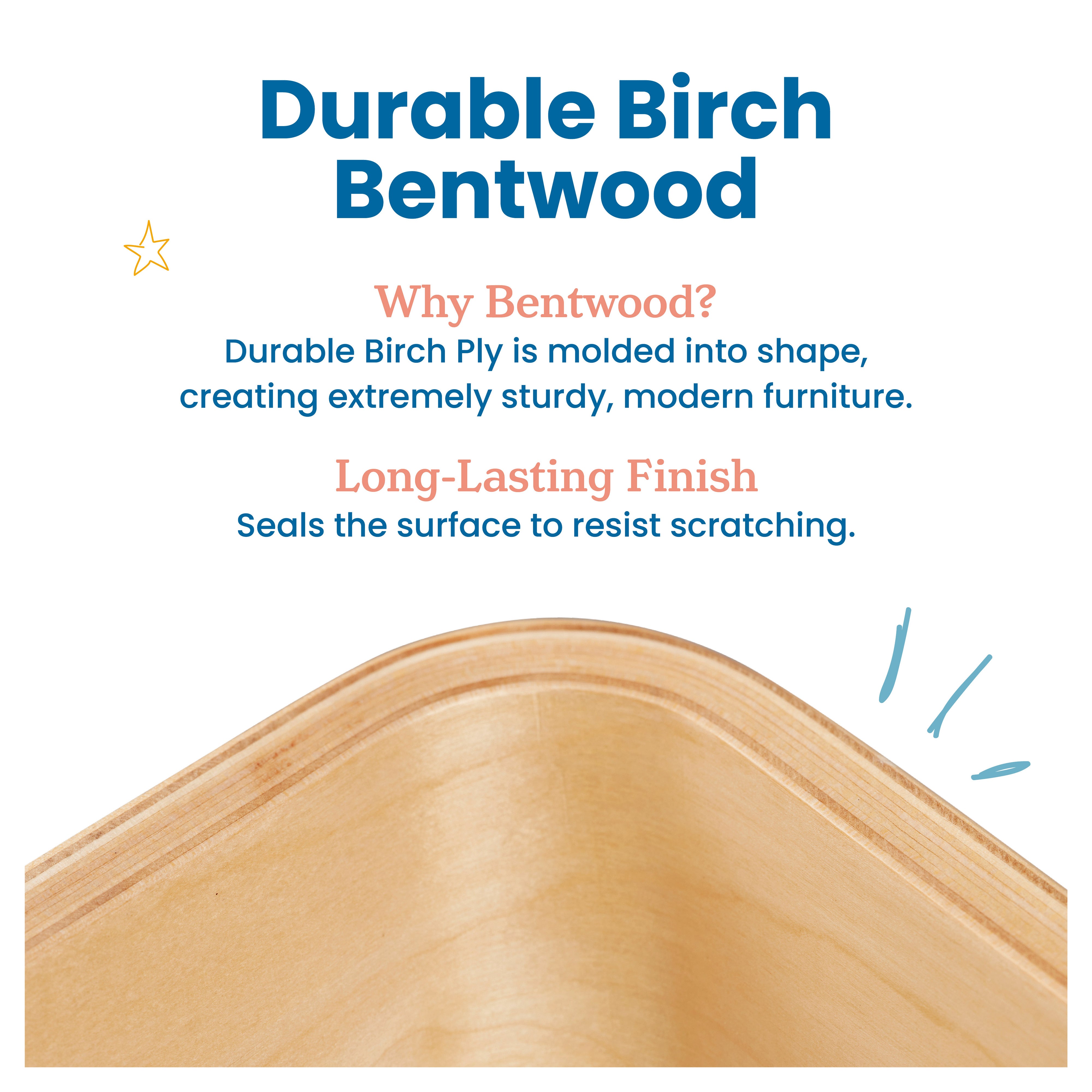 Bentwood Chair, 12in Seat Height, Stackable Seats, 2-Pack
