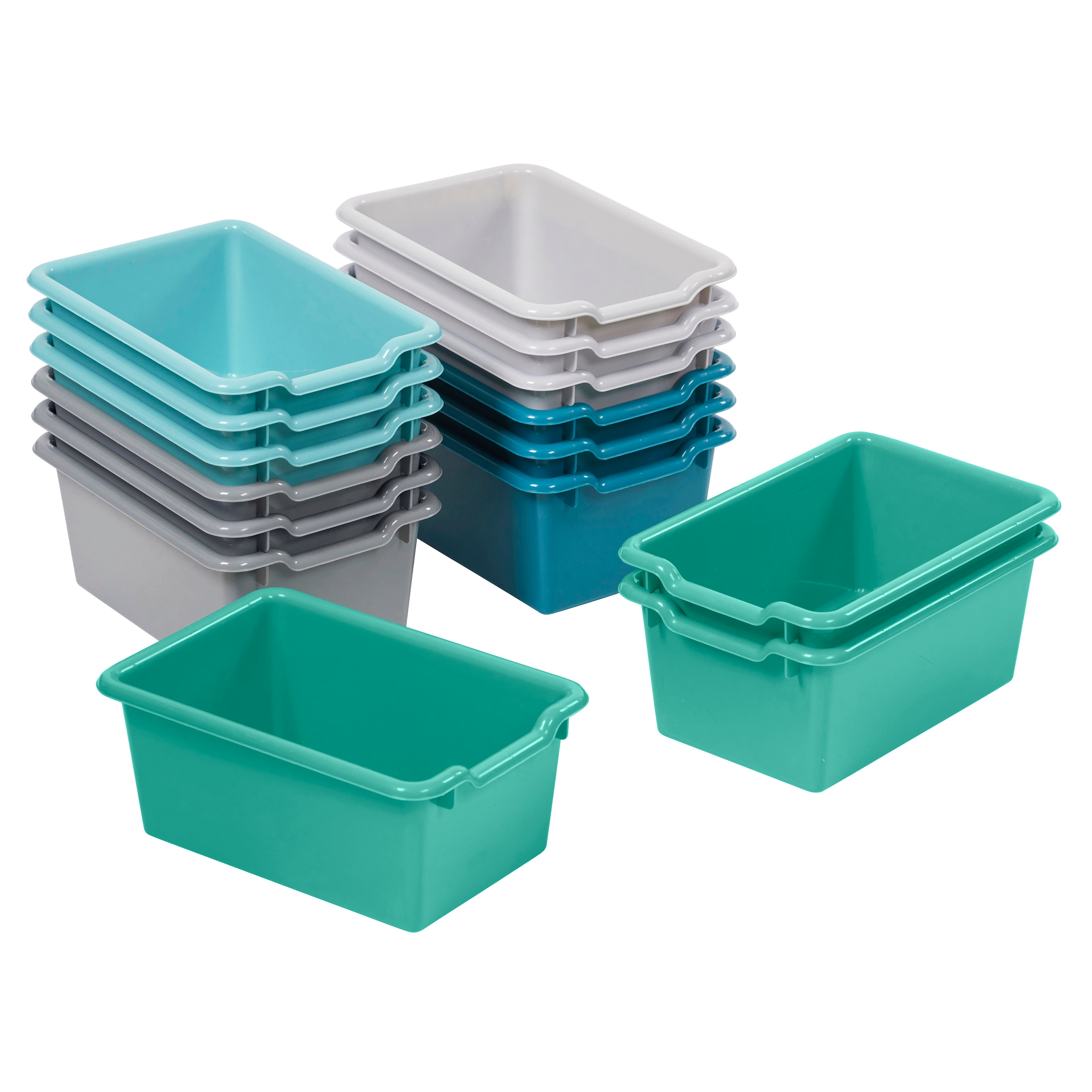 Scoop Front Plastic Storage Bins, 15-Piece