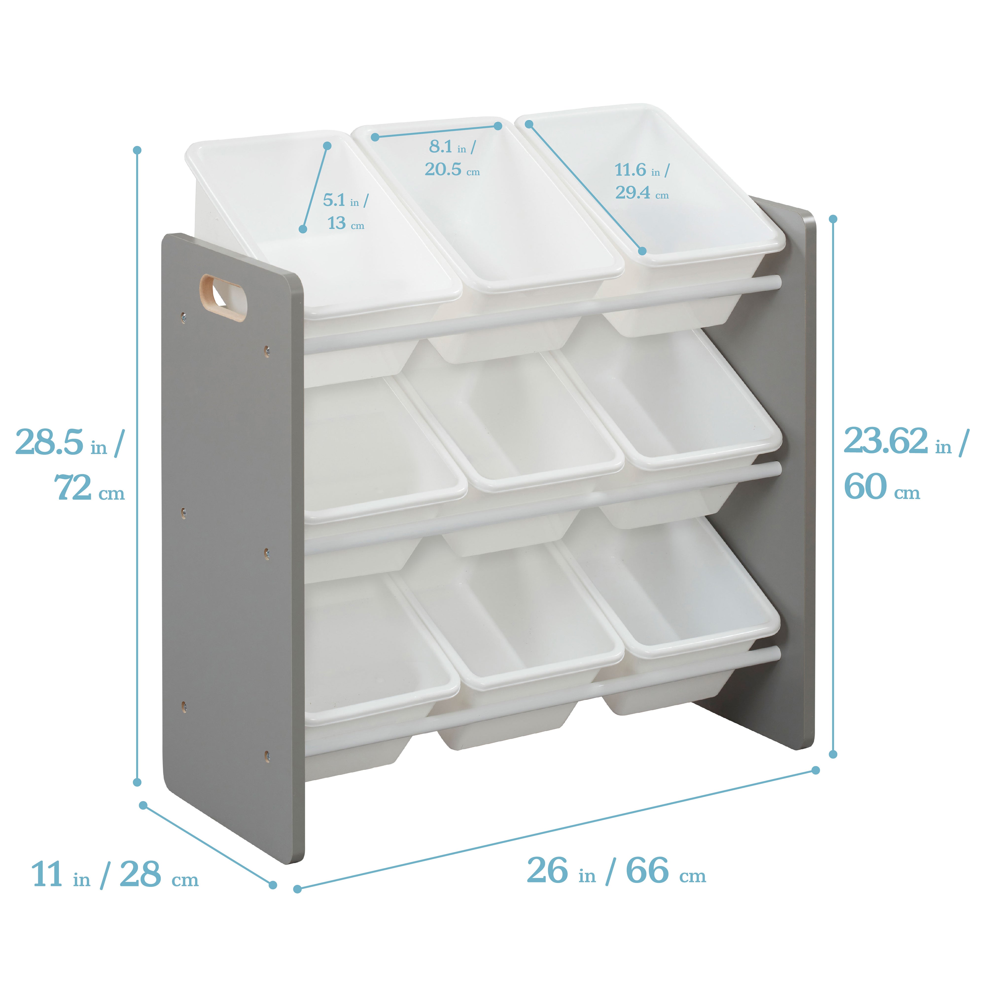 3-Tier Organizer with 9 Bins