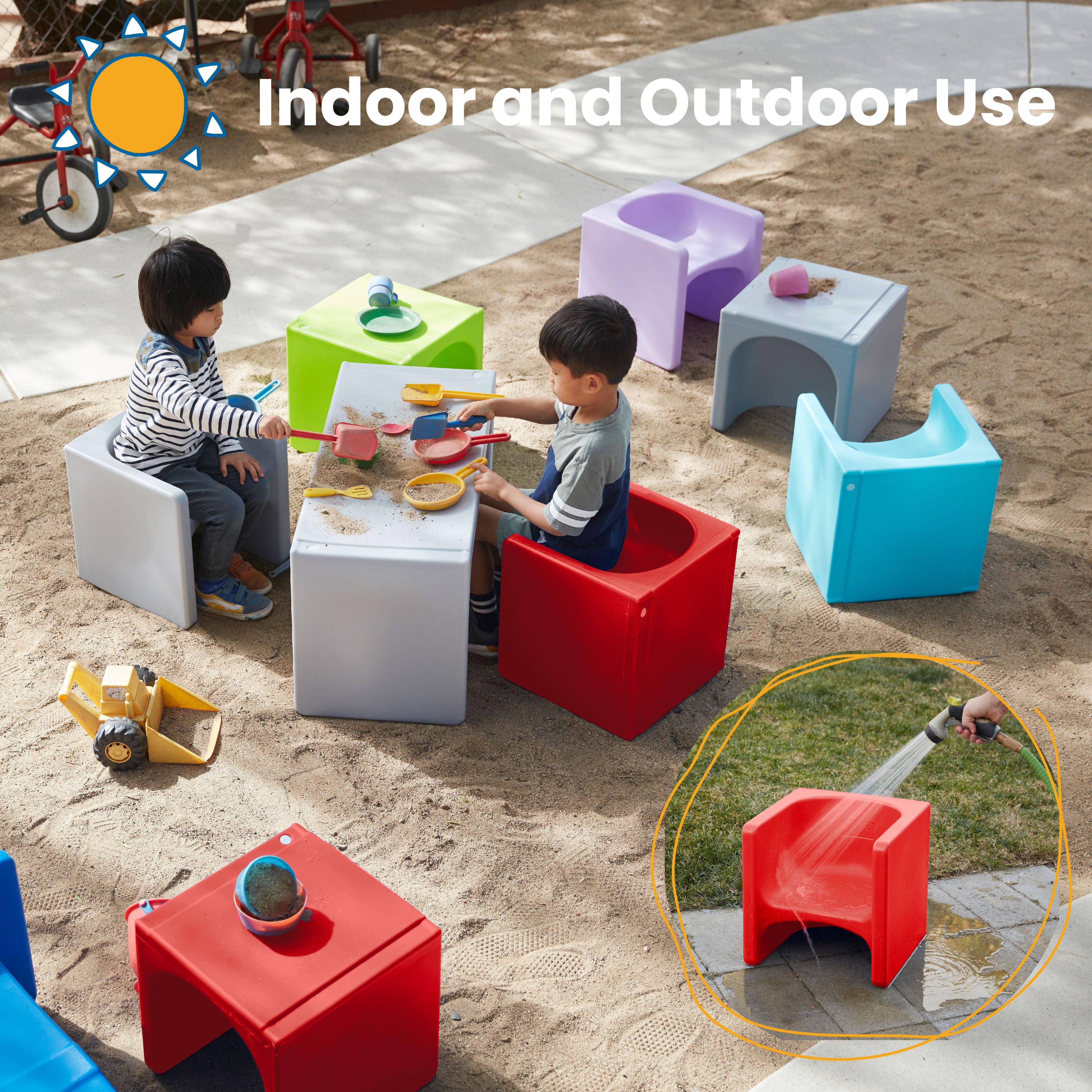 Tri-Me Table and Cube Chair Set, 3-Piece