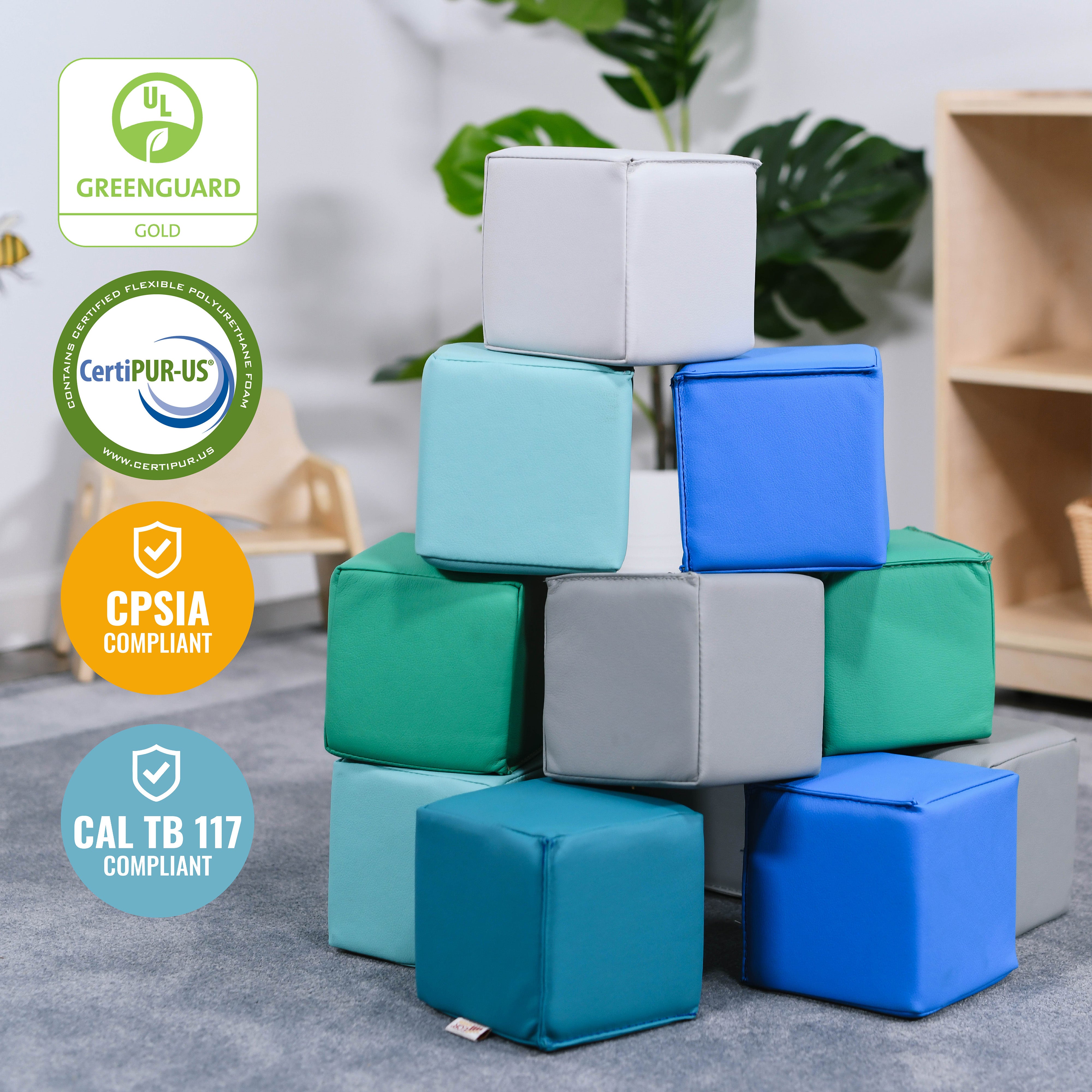 SoftZone Patchwork Toddler Blocks, 12-Piece