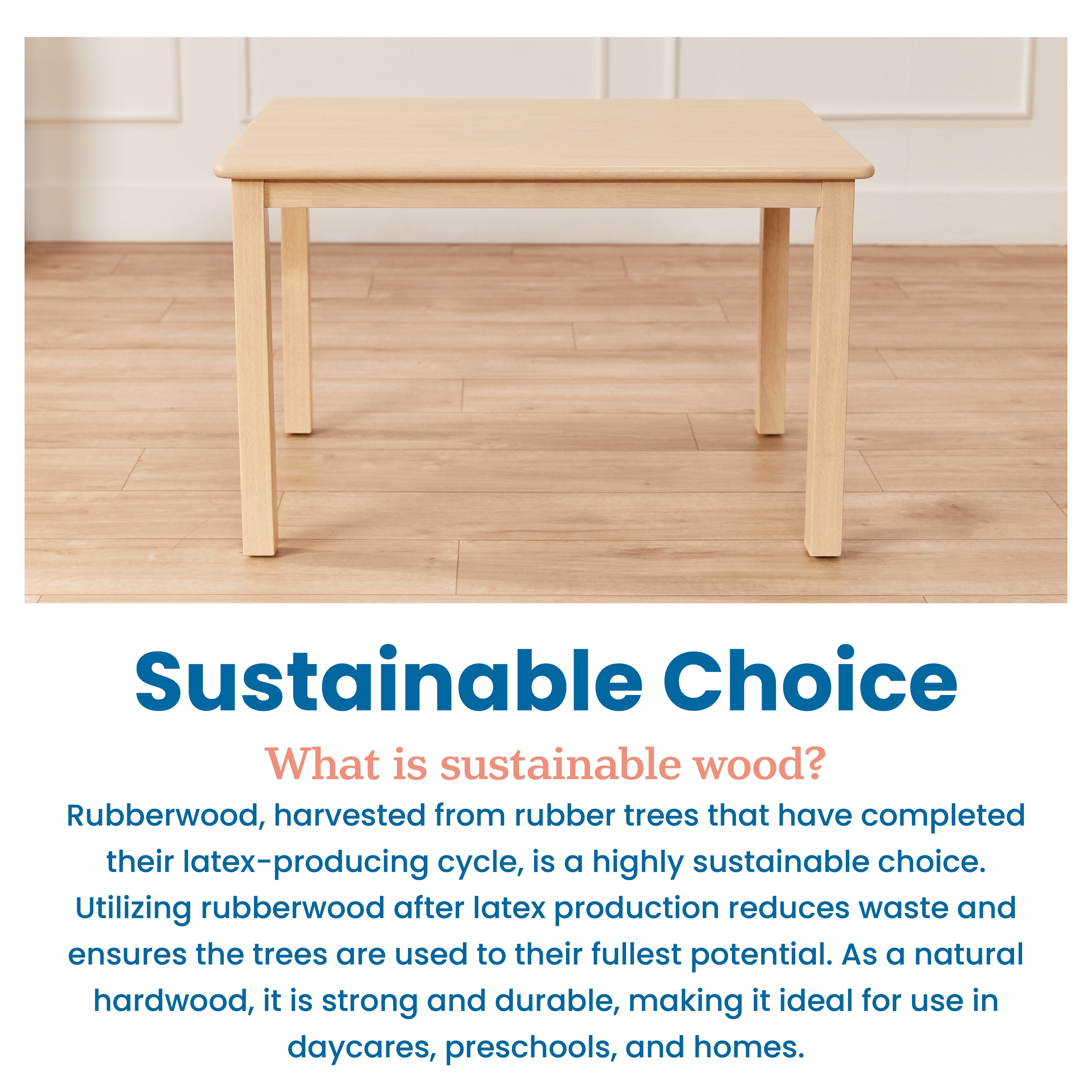 24in x 36in Rectangular Hardwood Table with 22in Legs