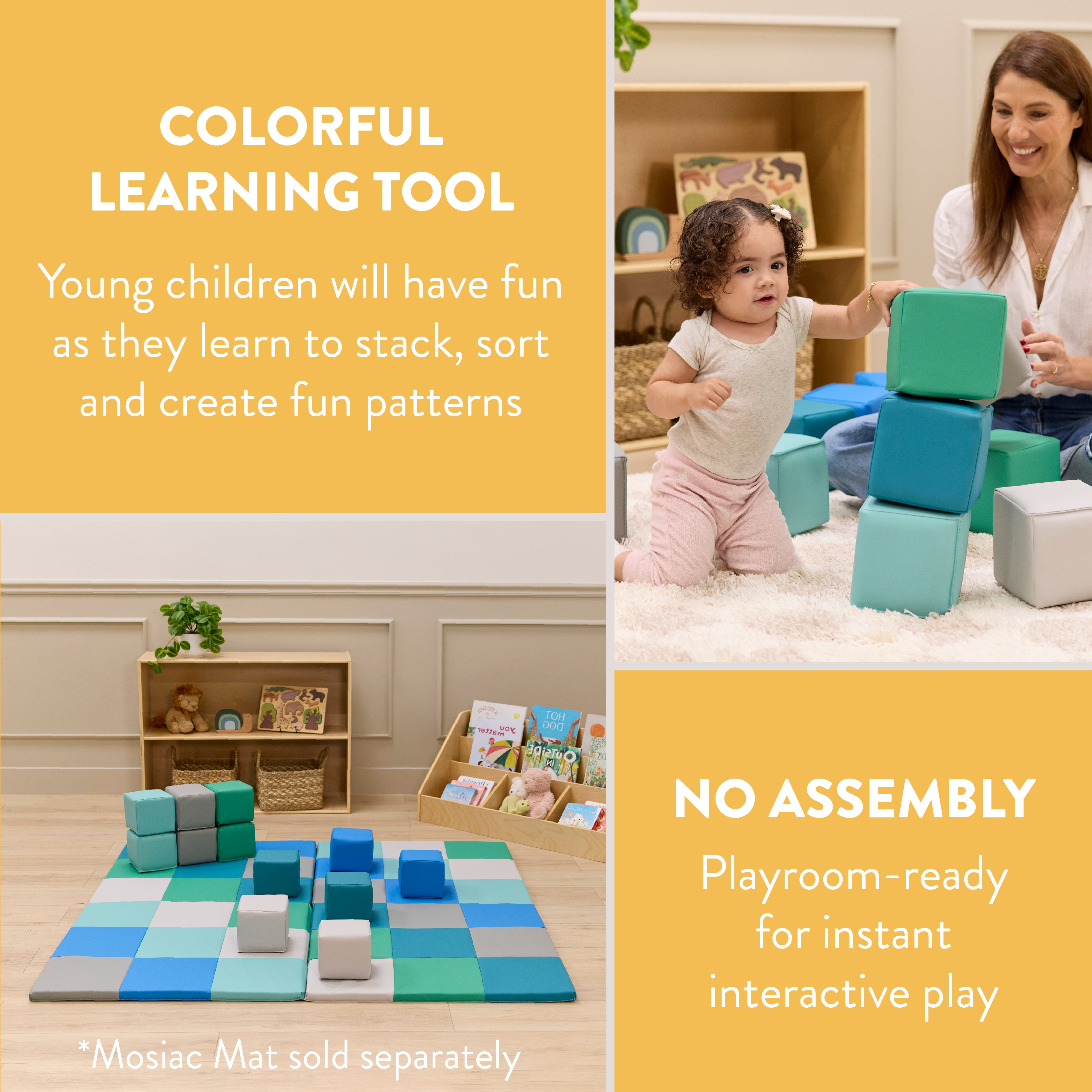 Mosaic Toddler Foam Building Blocks, 12-Piece