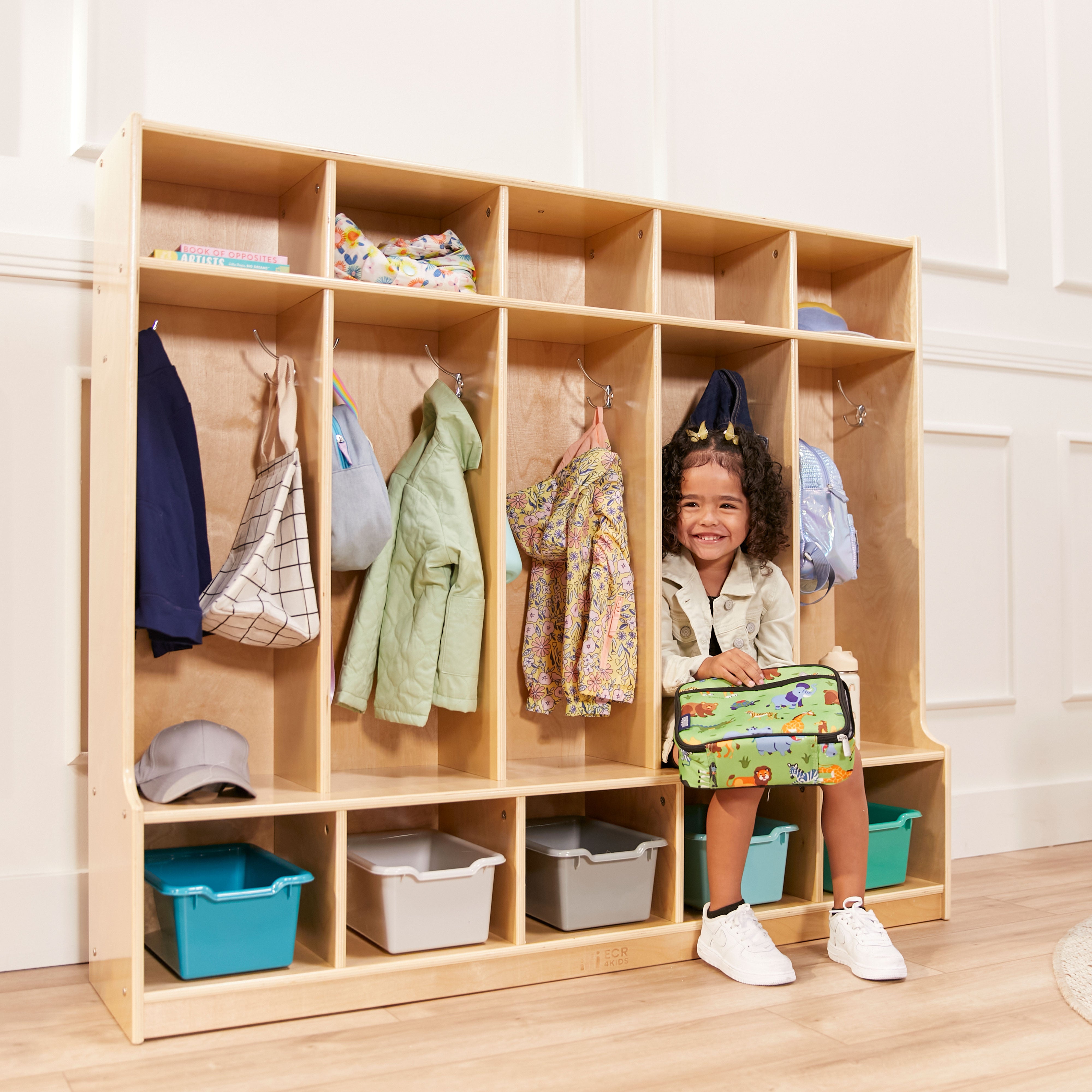 5-Section Coat Locker with Bench and Cubby Storage