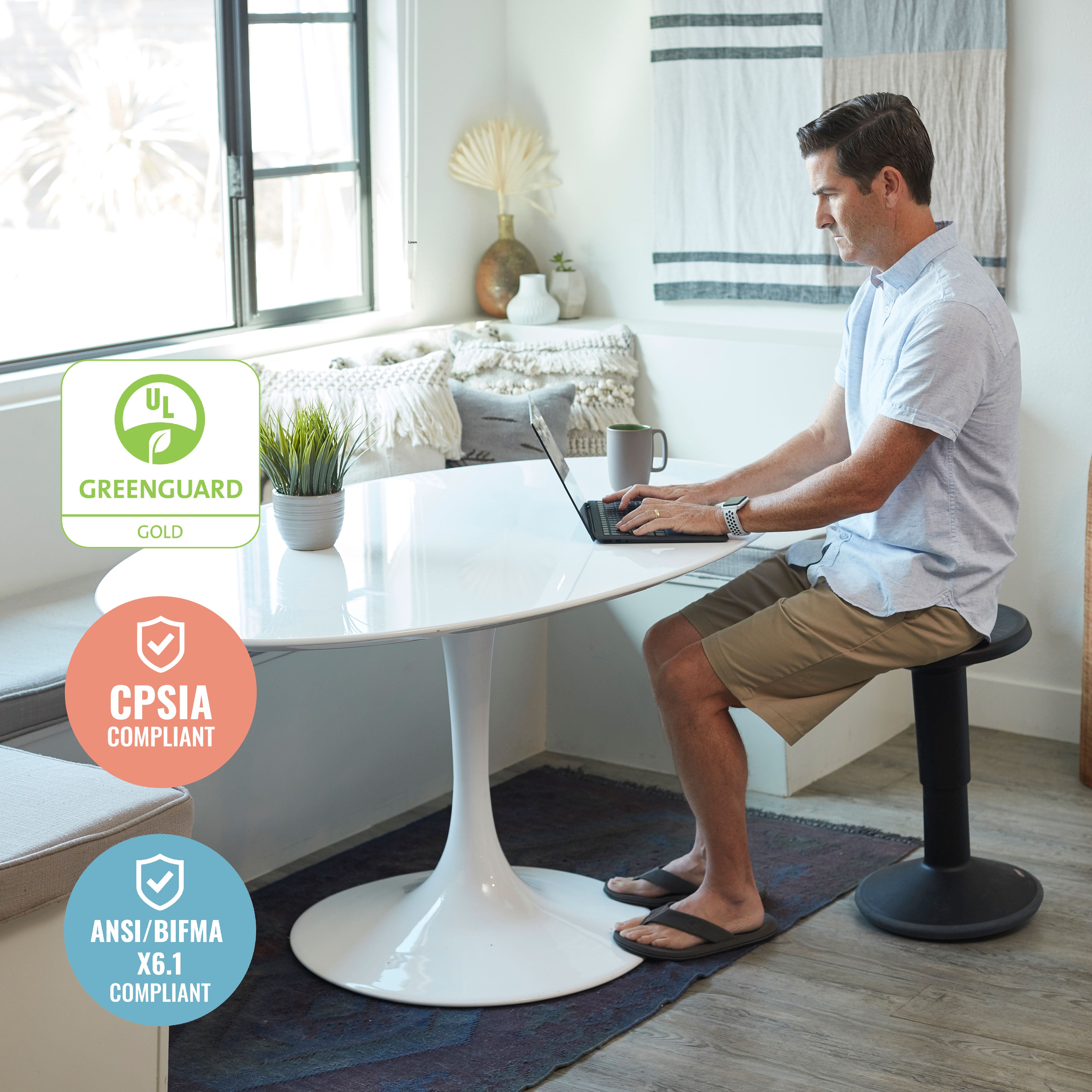 SitWell Wobble Stool, Adjustable Height