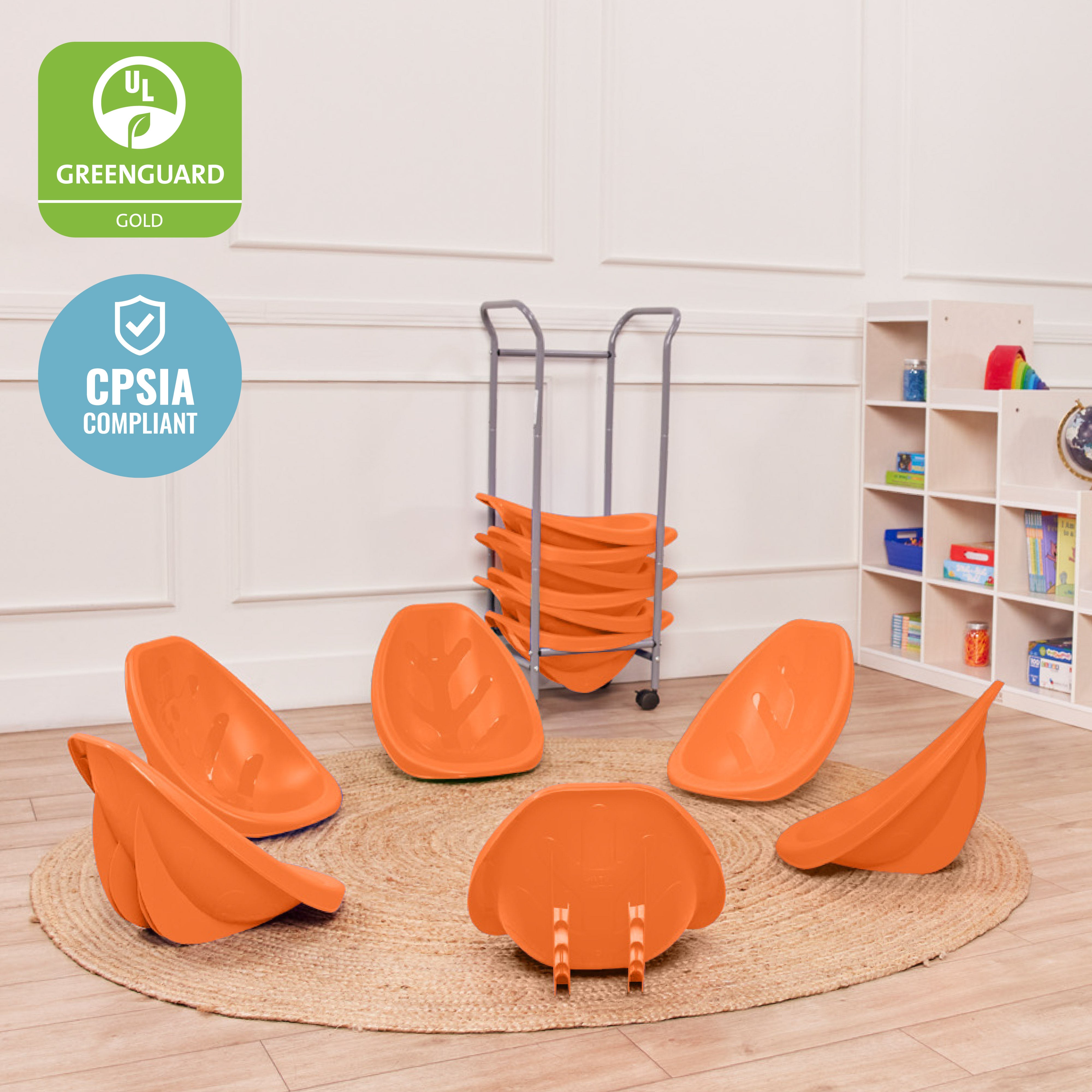 Mobile Leaf Seat Cart with 12 Leaf Floor Seats, Flexible Seating