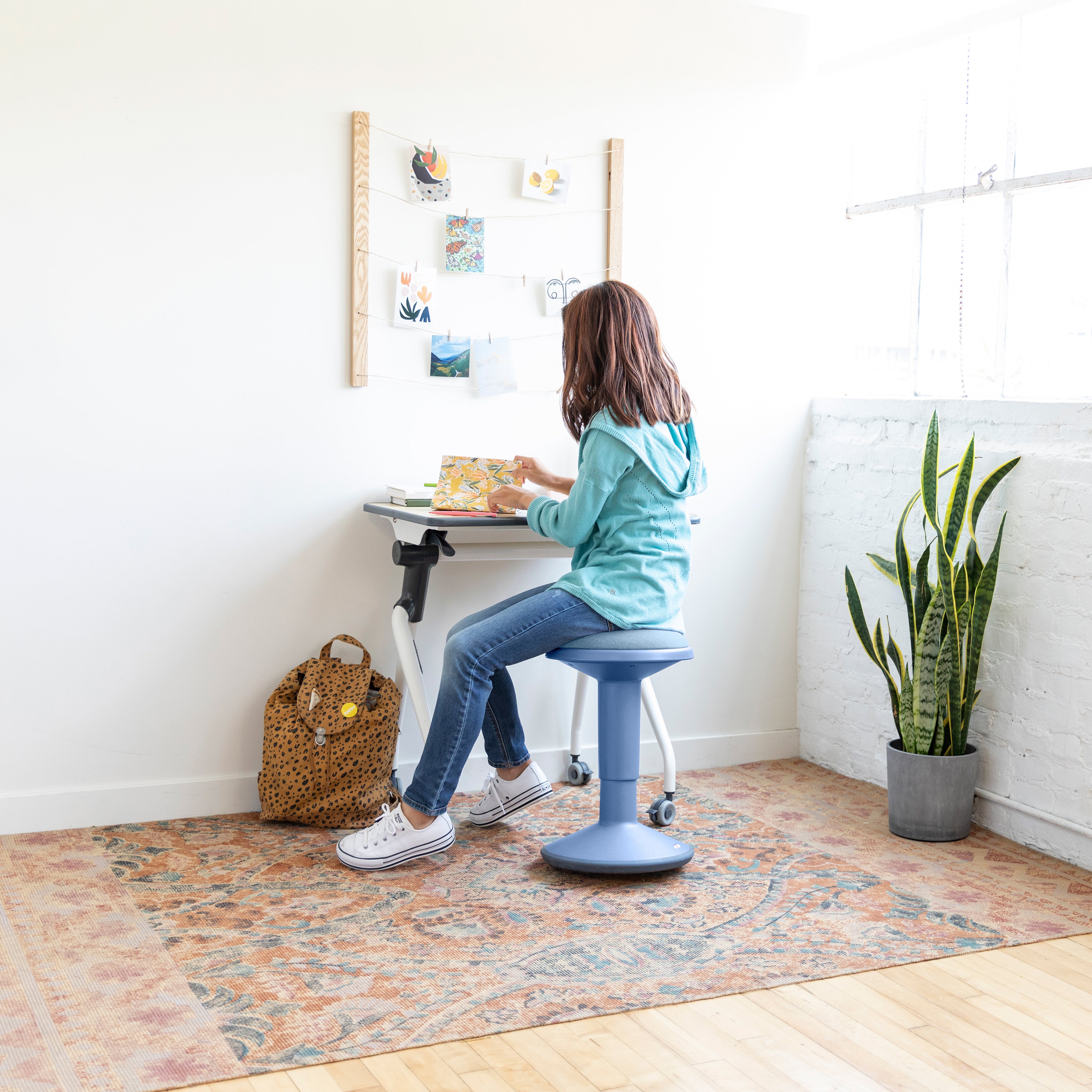 Sitwell Wobble Stool with Cushion, Adjustable Height