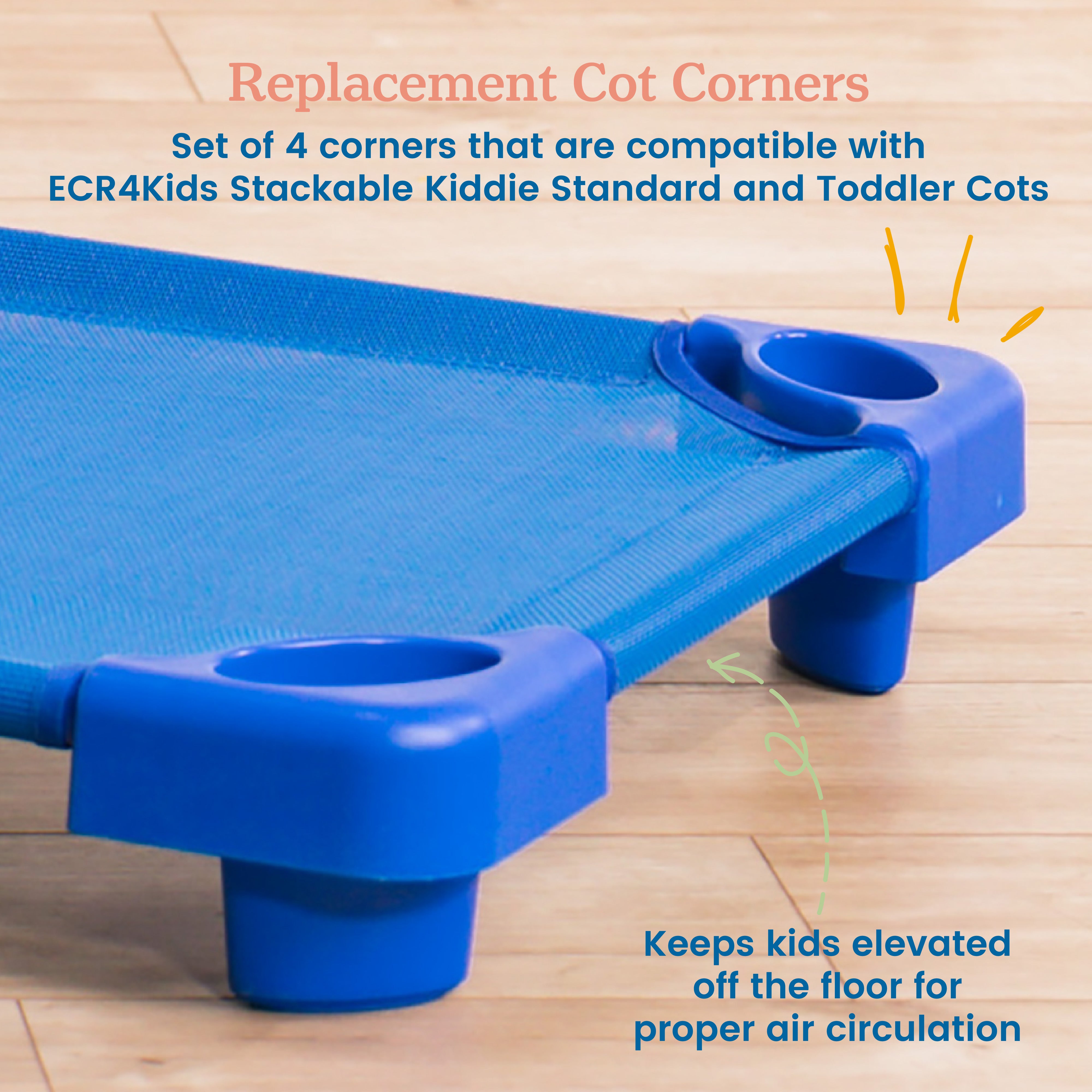 Stackable Kiddie Cot Corner, Replacement Parts, 4-Pack