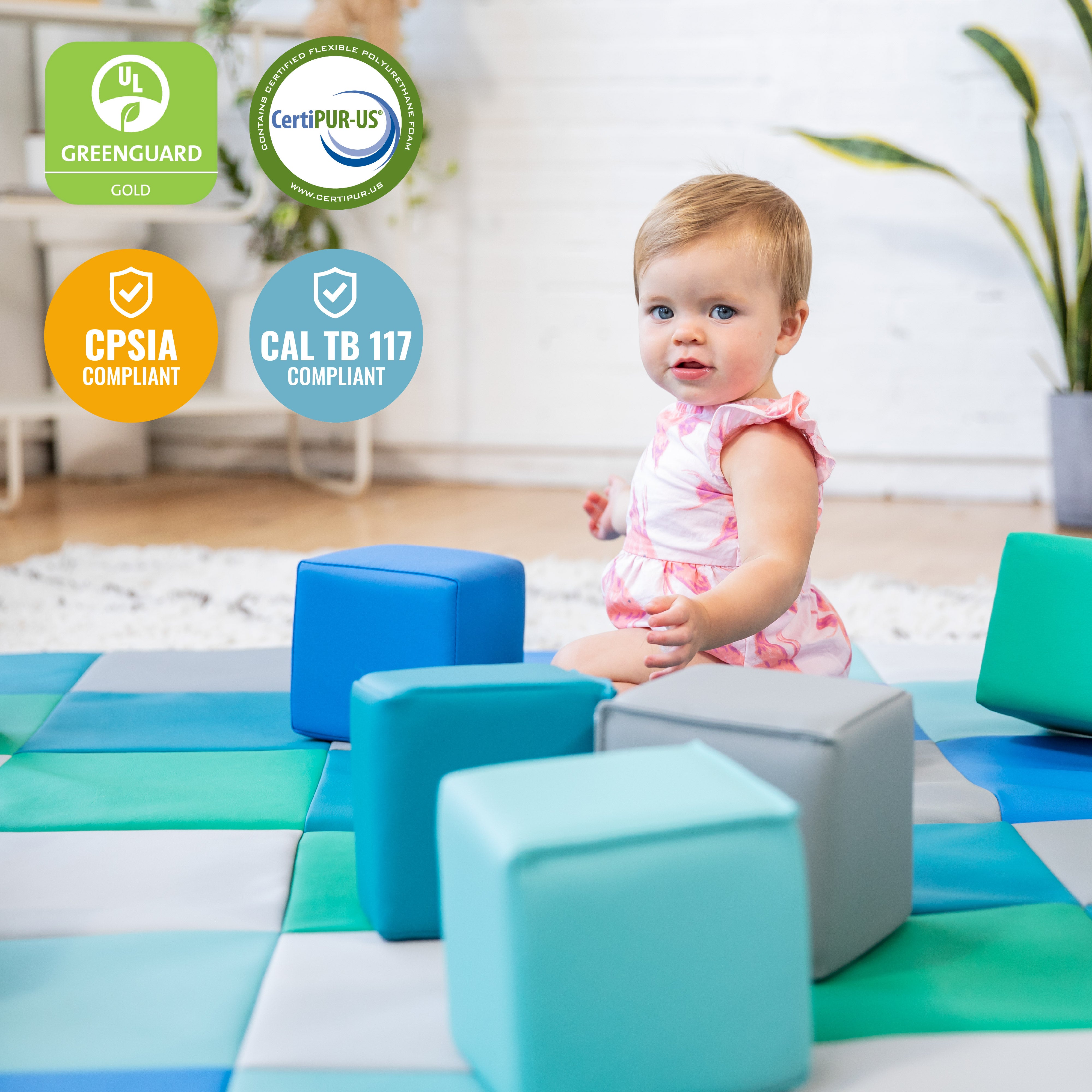Patchwork Activity Mat and Toddler Blocks, 13-Piece