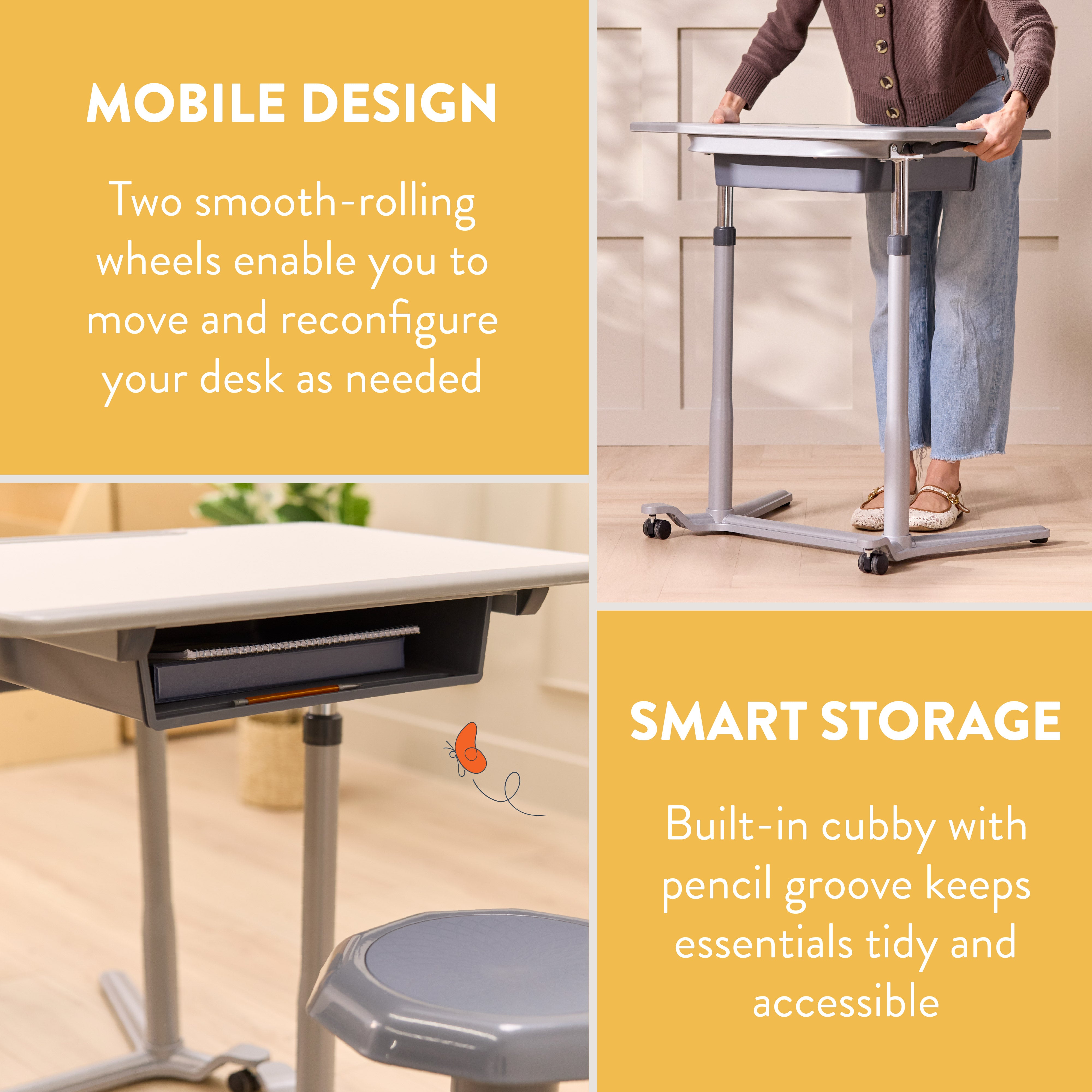 Mobile Adjustable Student Standing Desk