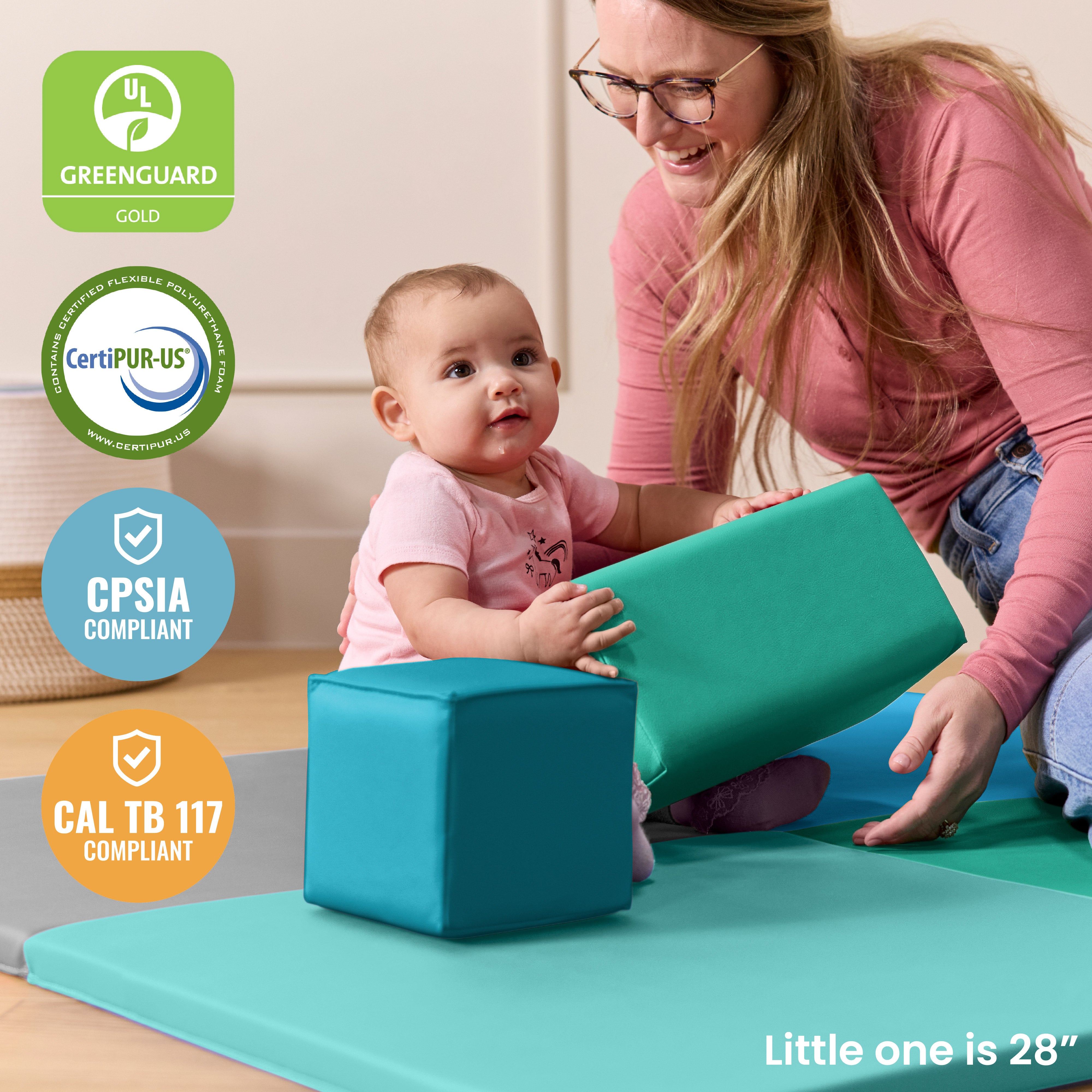 Quad Fold-N-Go Activity Mat and Toddler Blocks, 8-Piece