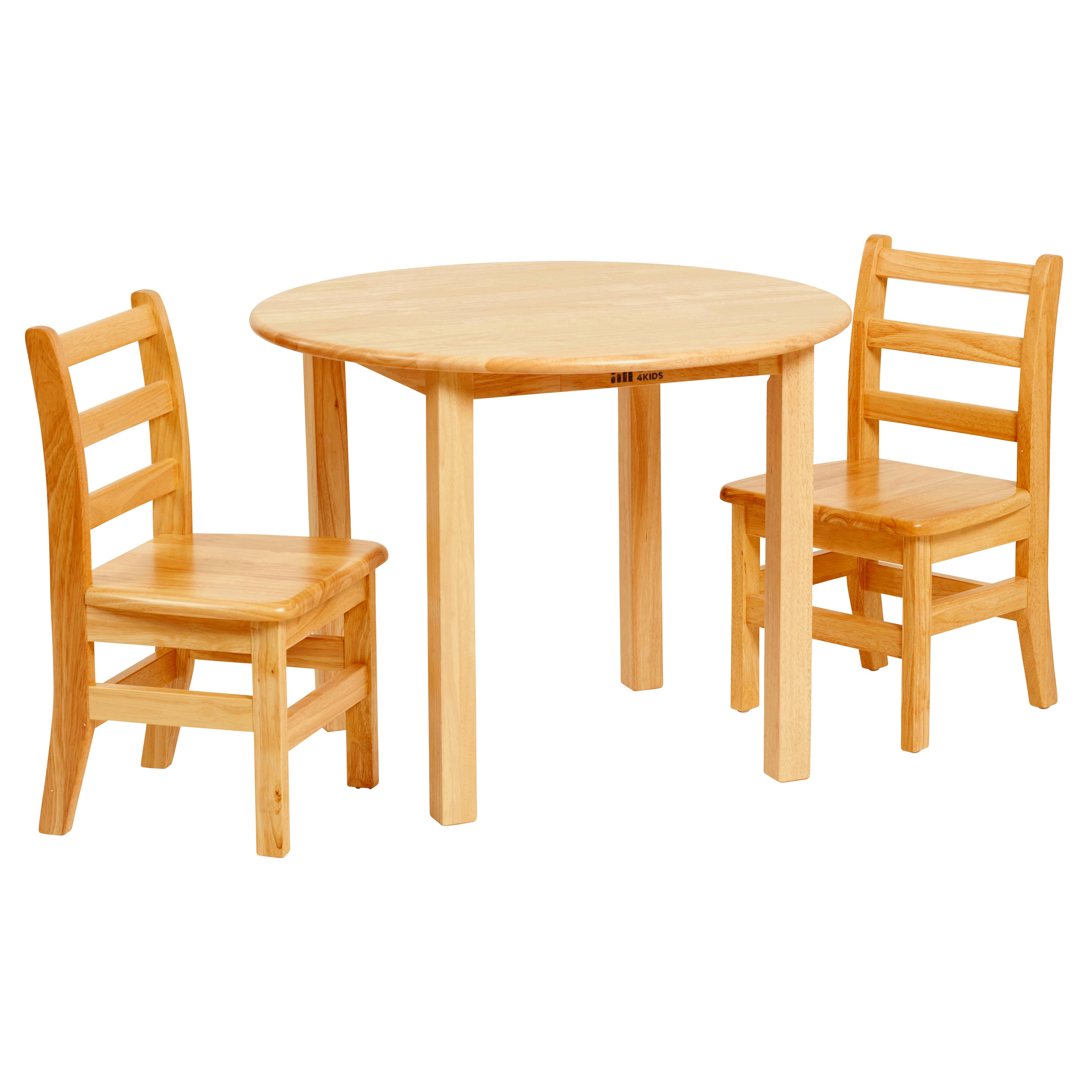 30in D Round Hardwood Table and Chair Set, 12in Seat Height, Kids Furniture