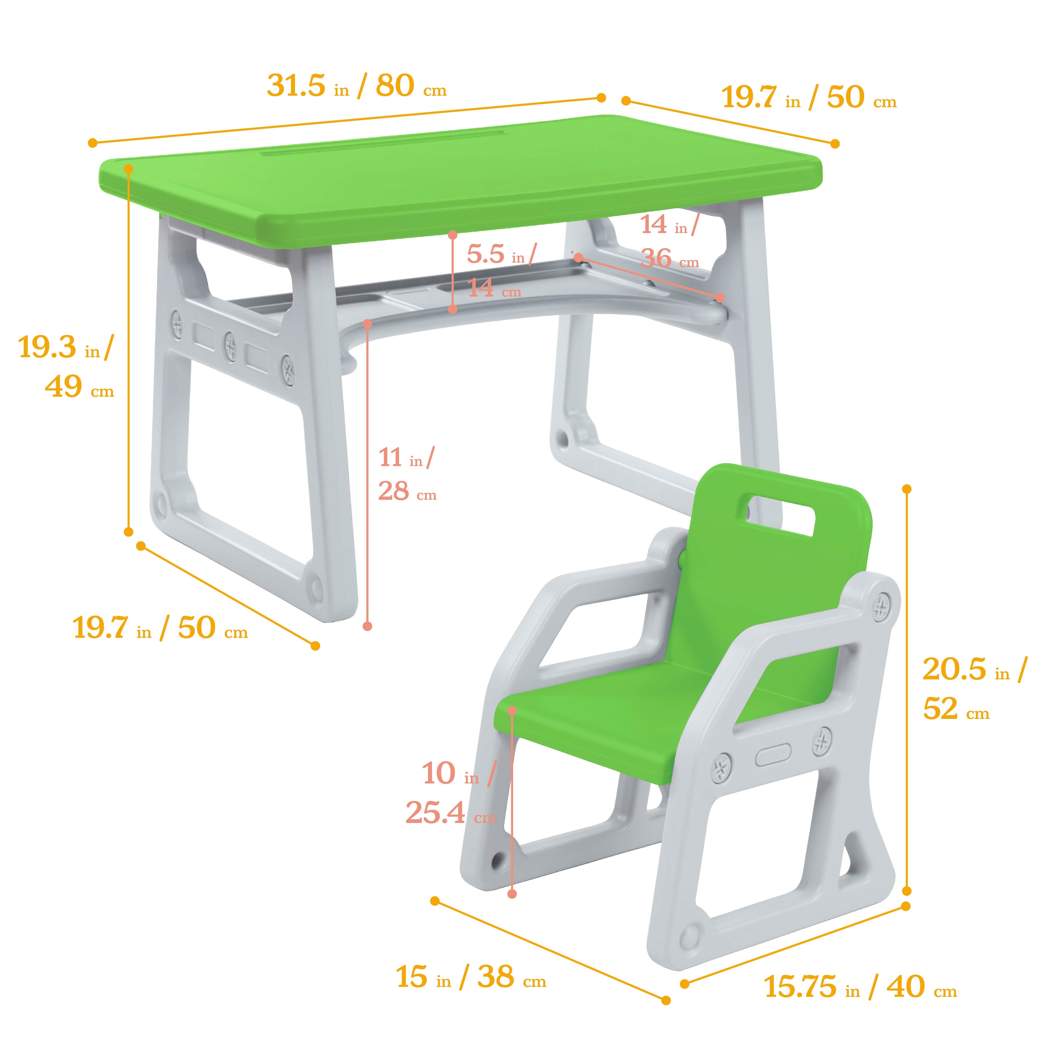 Toddler Plus Desk and Chair Set, 2-Piece