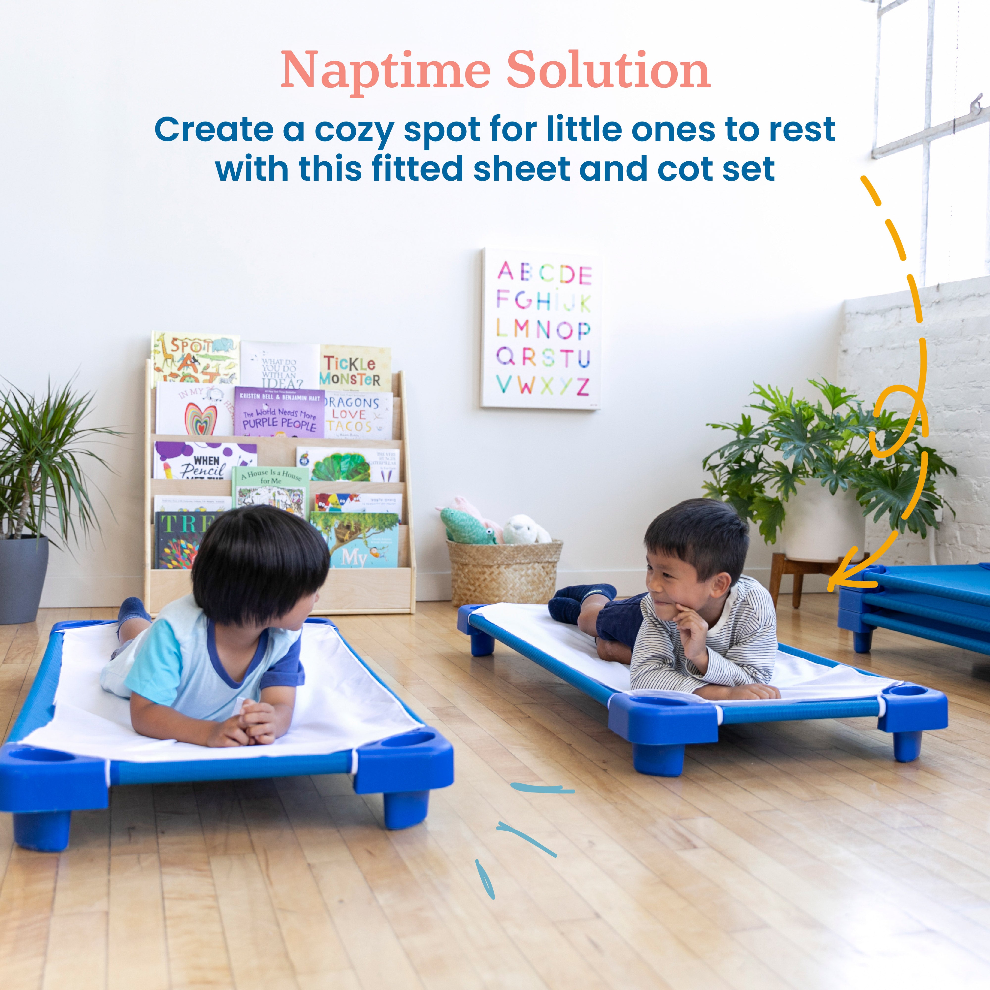 Stackable Kiddie Cot with Sheet, Ready-to-Assemble, Standard Size, 6-Pack