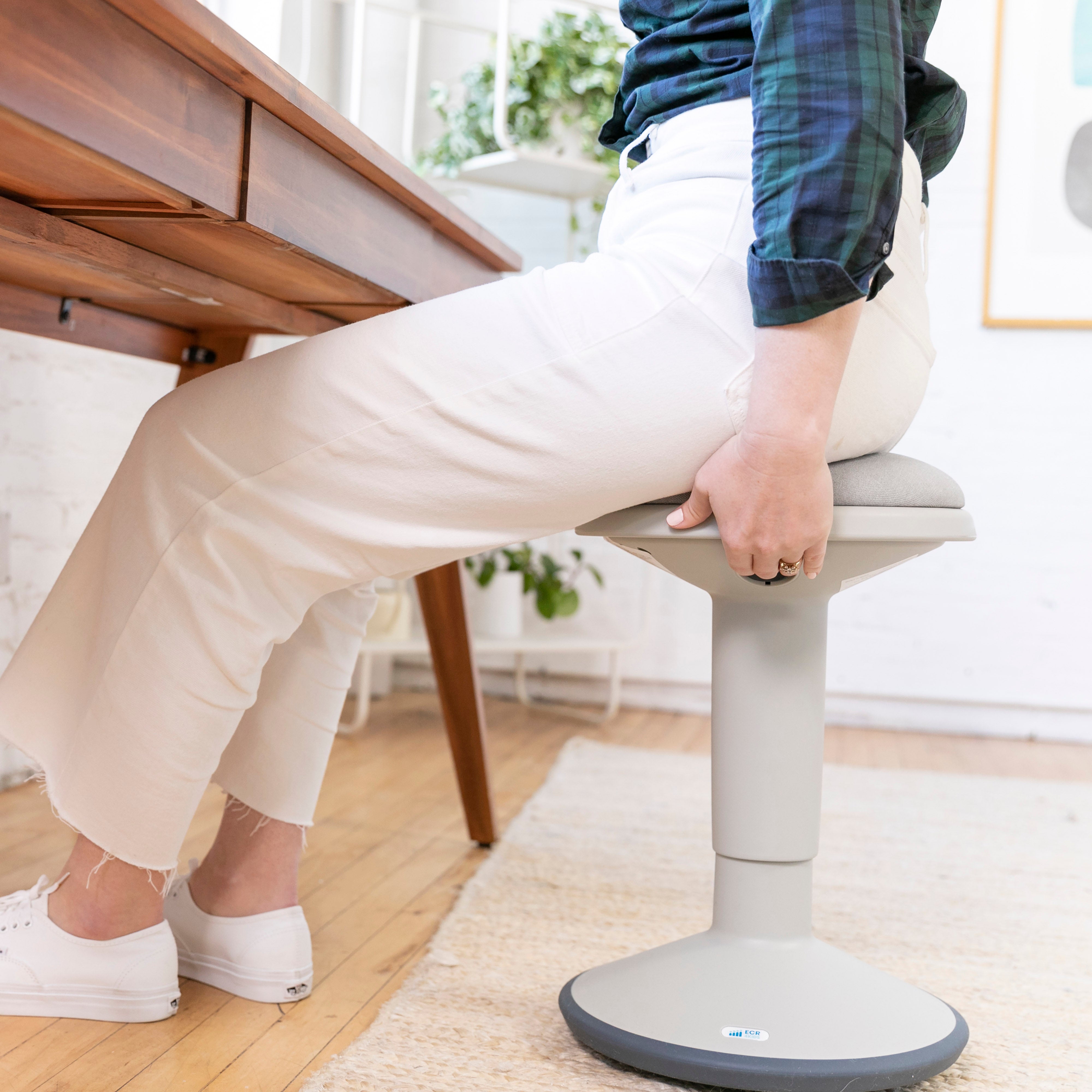 Sitwell Wobble Stool with Cushion, Adjustable Height