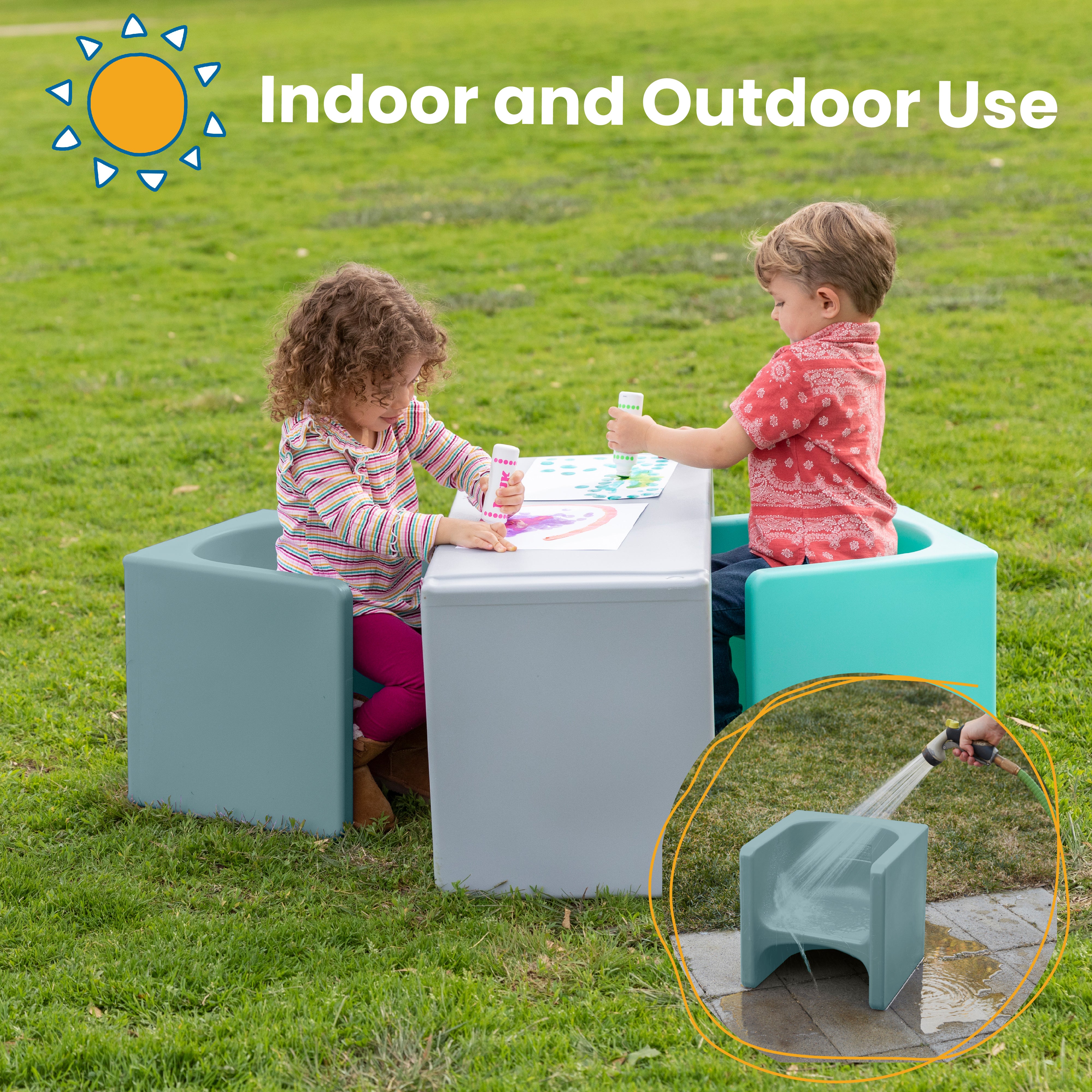 Tri-Me Table and Cube Chair Set, 3-Piece