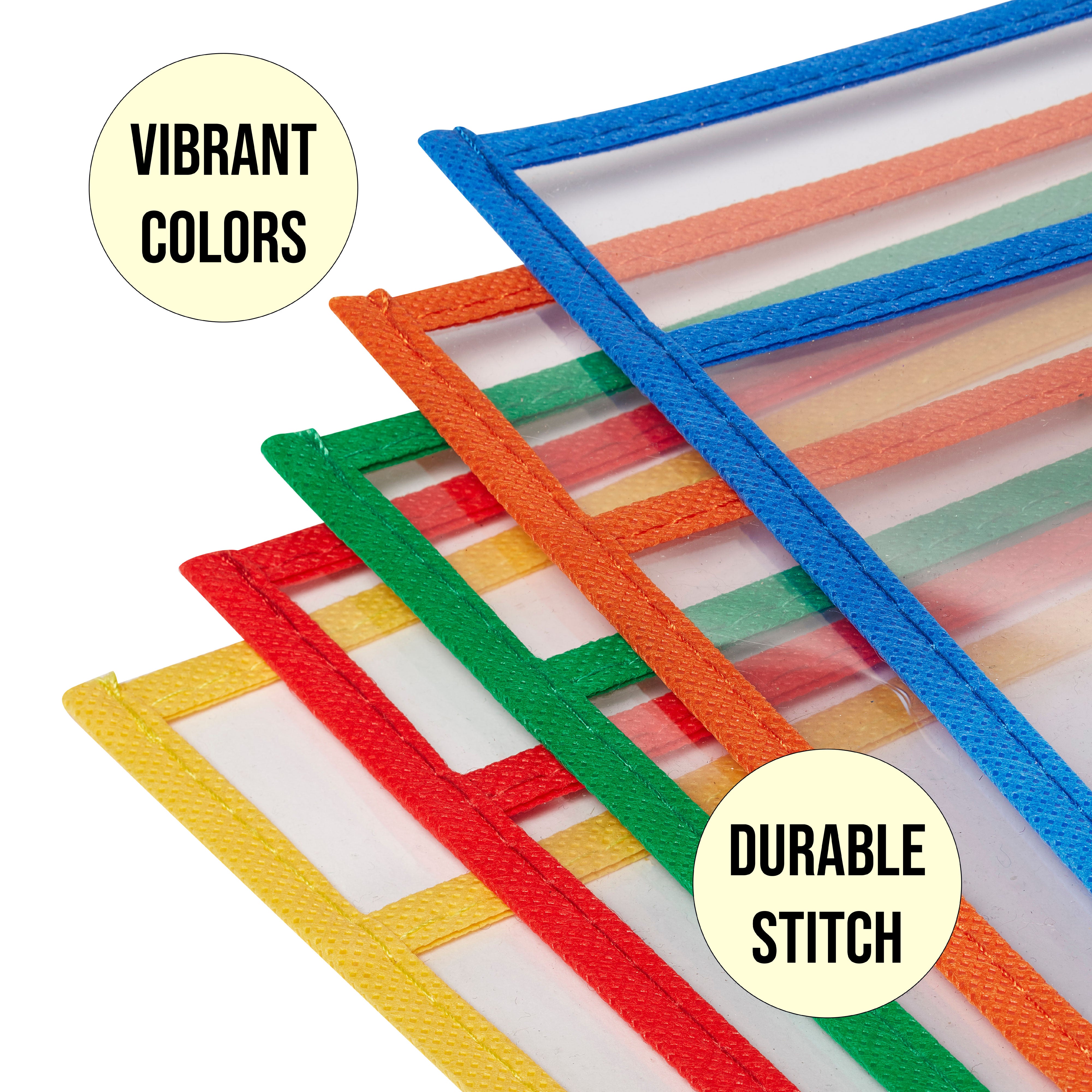 MessageStor Dry-Erase Reusable Clear Pockets with Markers, 30-Piece