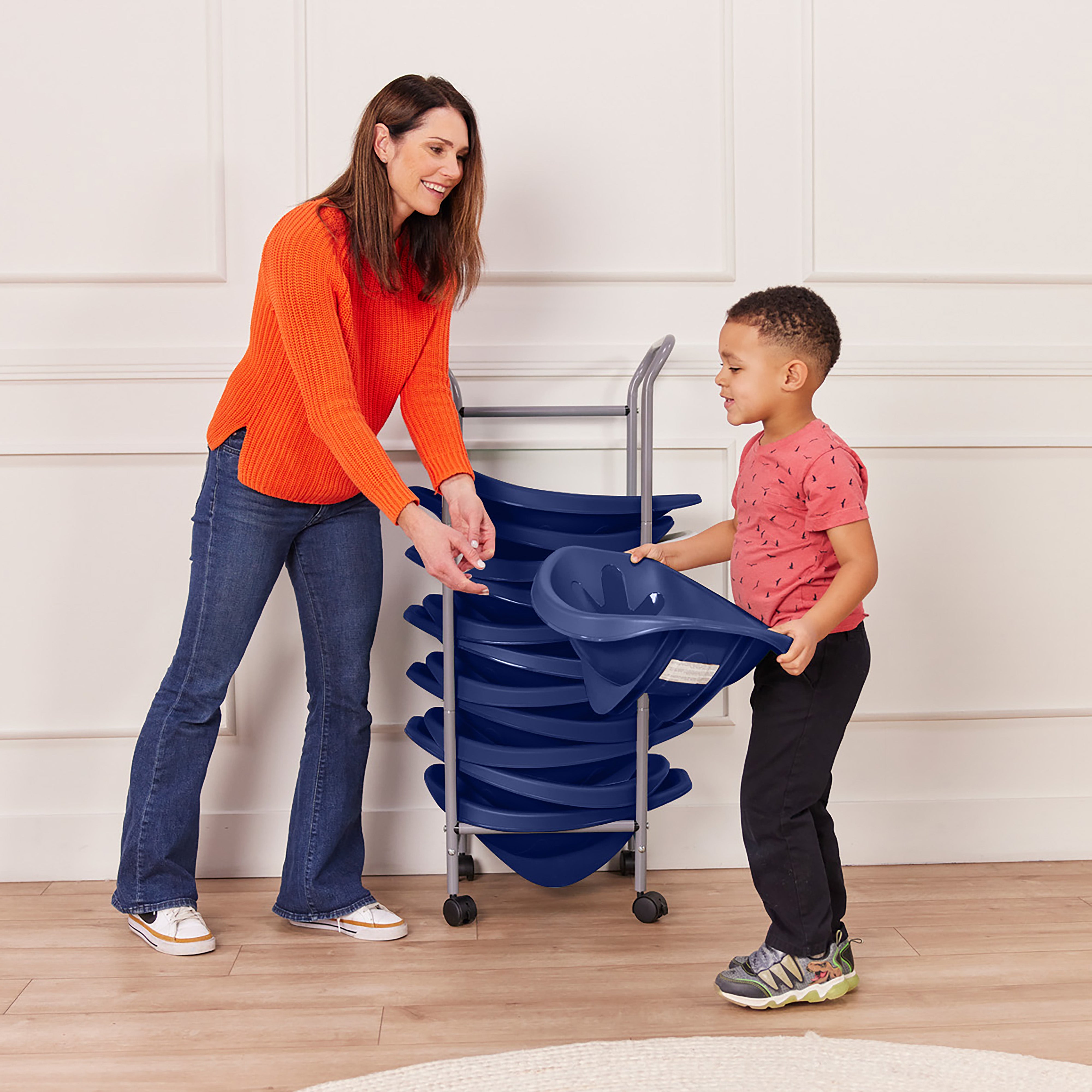Mobile Leaf Seat Cart with 12 Leaf Floor Seats, Flexible Seating